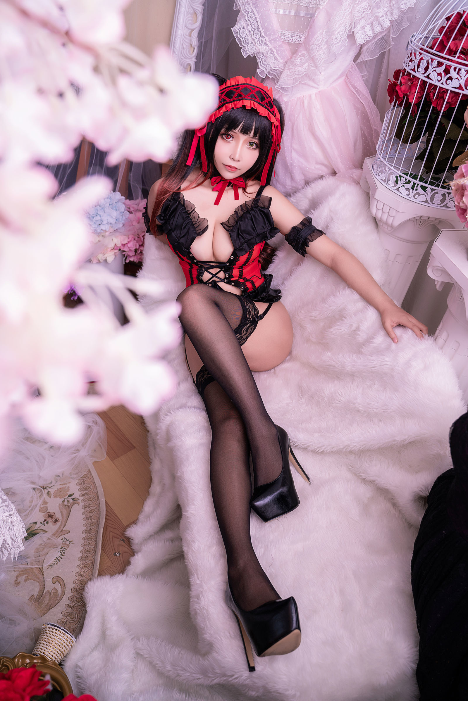 [萝莉COS] 二次元妹子抱走莫子aa – 狂三 黑色蕾丝 Cosplay-第9张