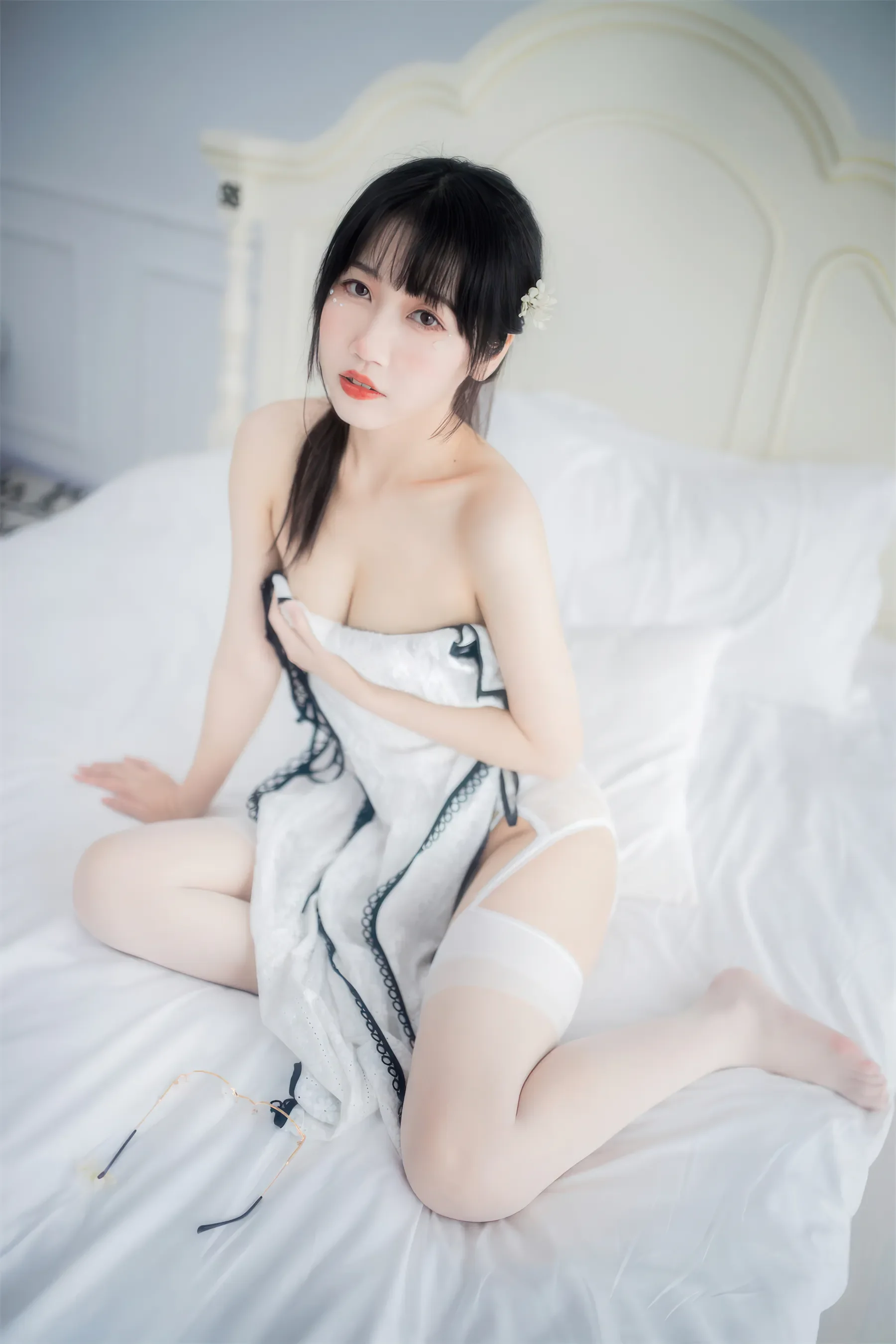 不呆猫 – 人妻白旗袍 Cosplay-第55张