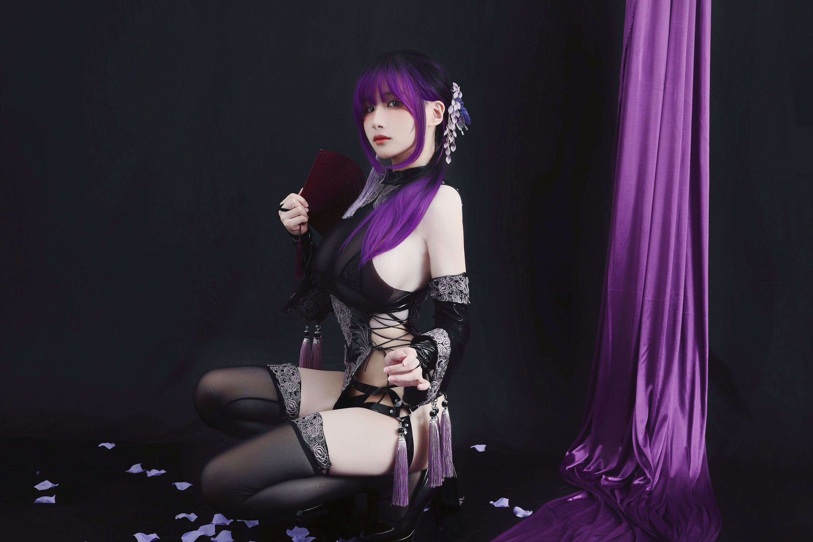 幼愛youmeko – 紫流苏旗袍 Cosplay-第7张