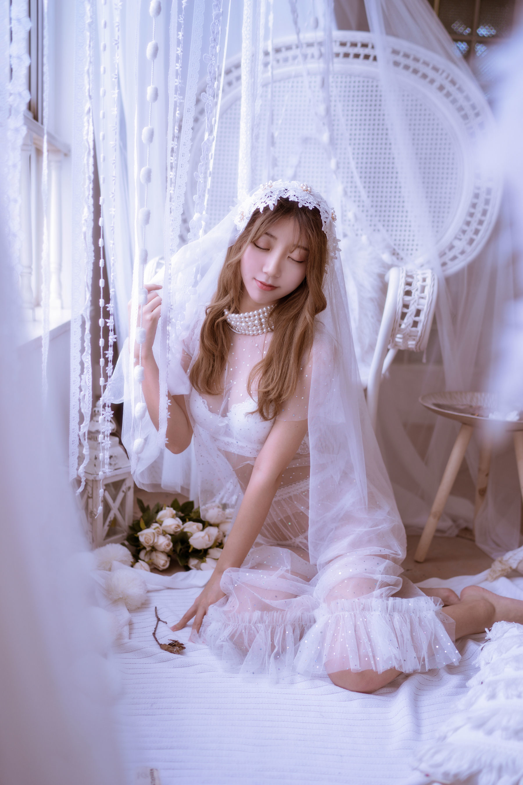 [萝莉COS] 黑川 – 年上彼女 婚纱+毛衣 Cosplay-第34张