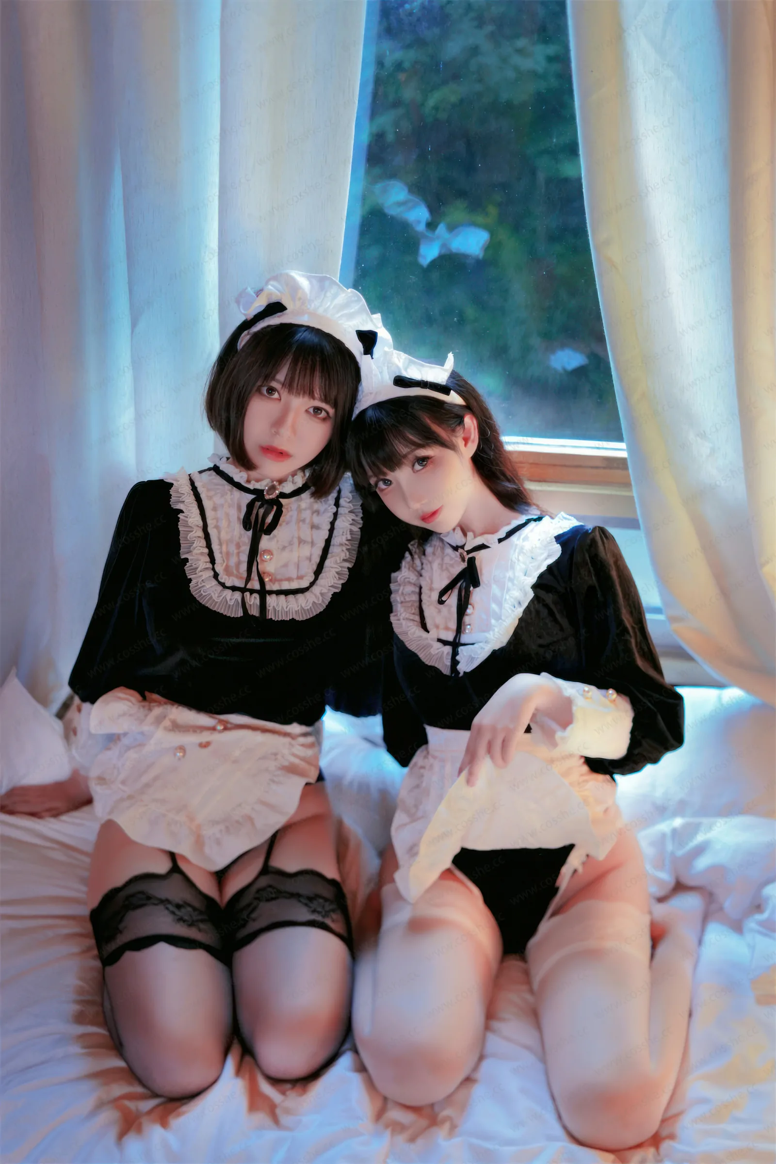 半半子面饼仙儿 – メイド姉妹 Cosplay-第33张