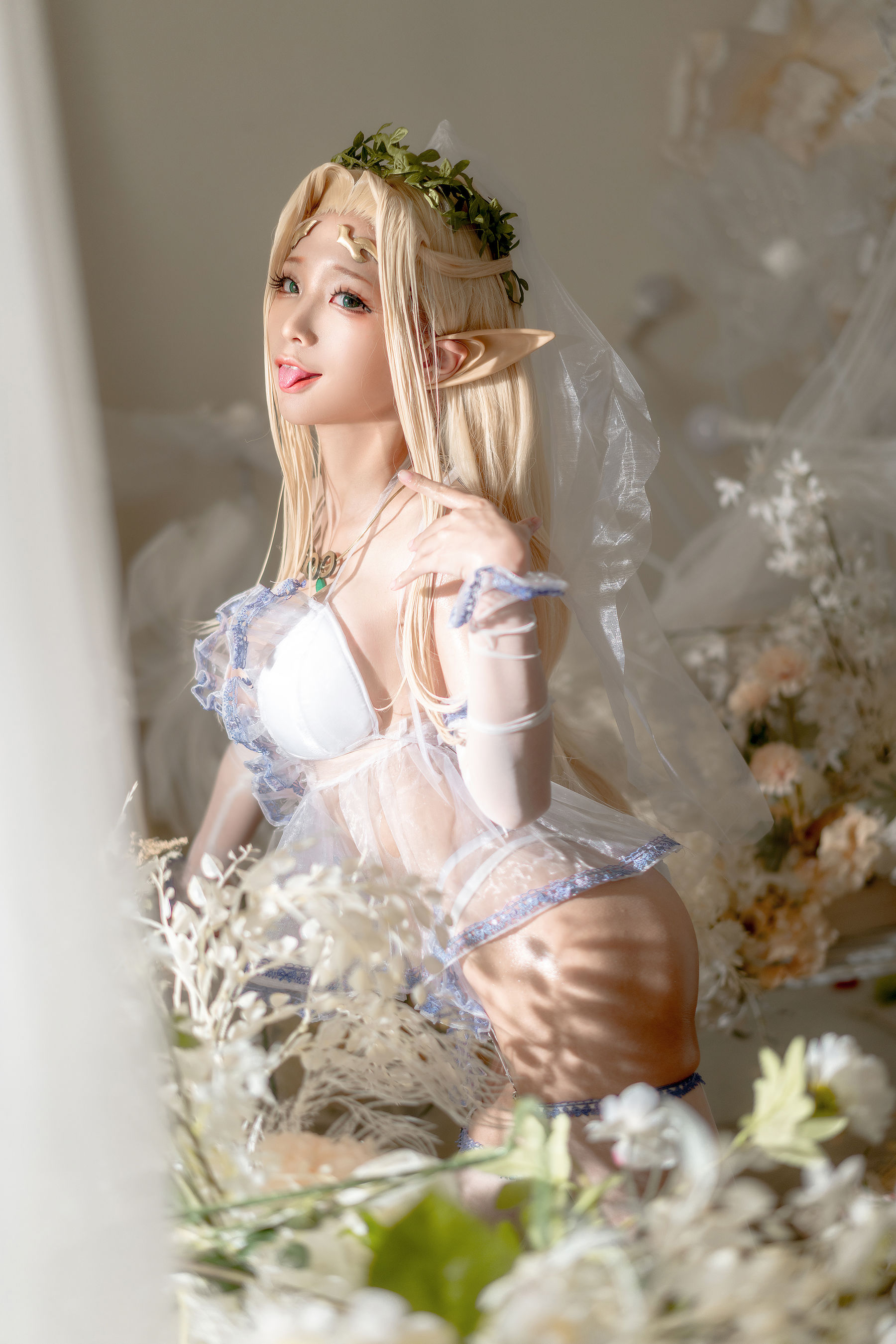 动漫博主蠢沫沫 – 白精灵 婚纱 Cosplay-第1张