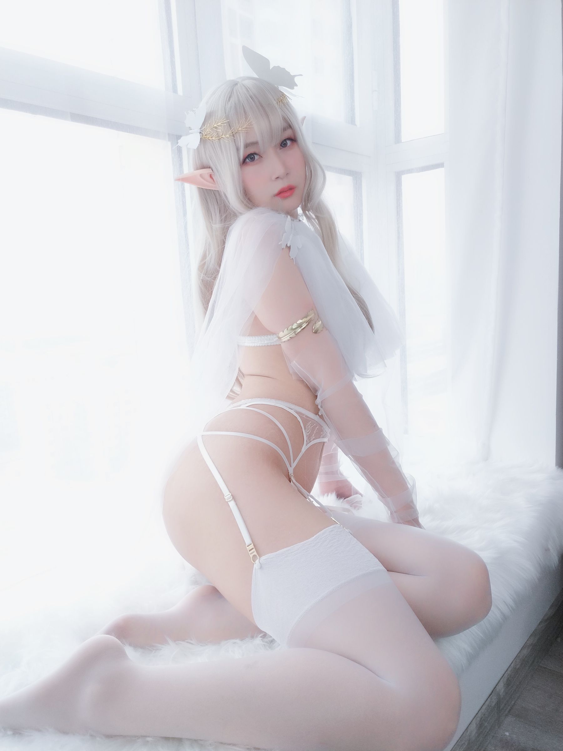 Coser小姐姐白银 纯白精灵 Cosplay-第18张