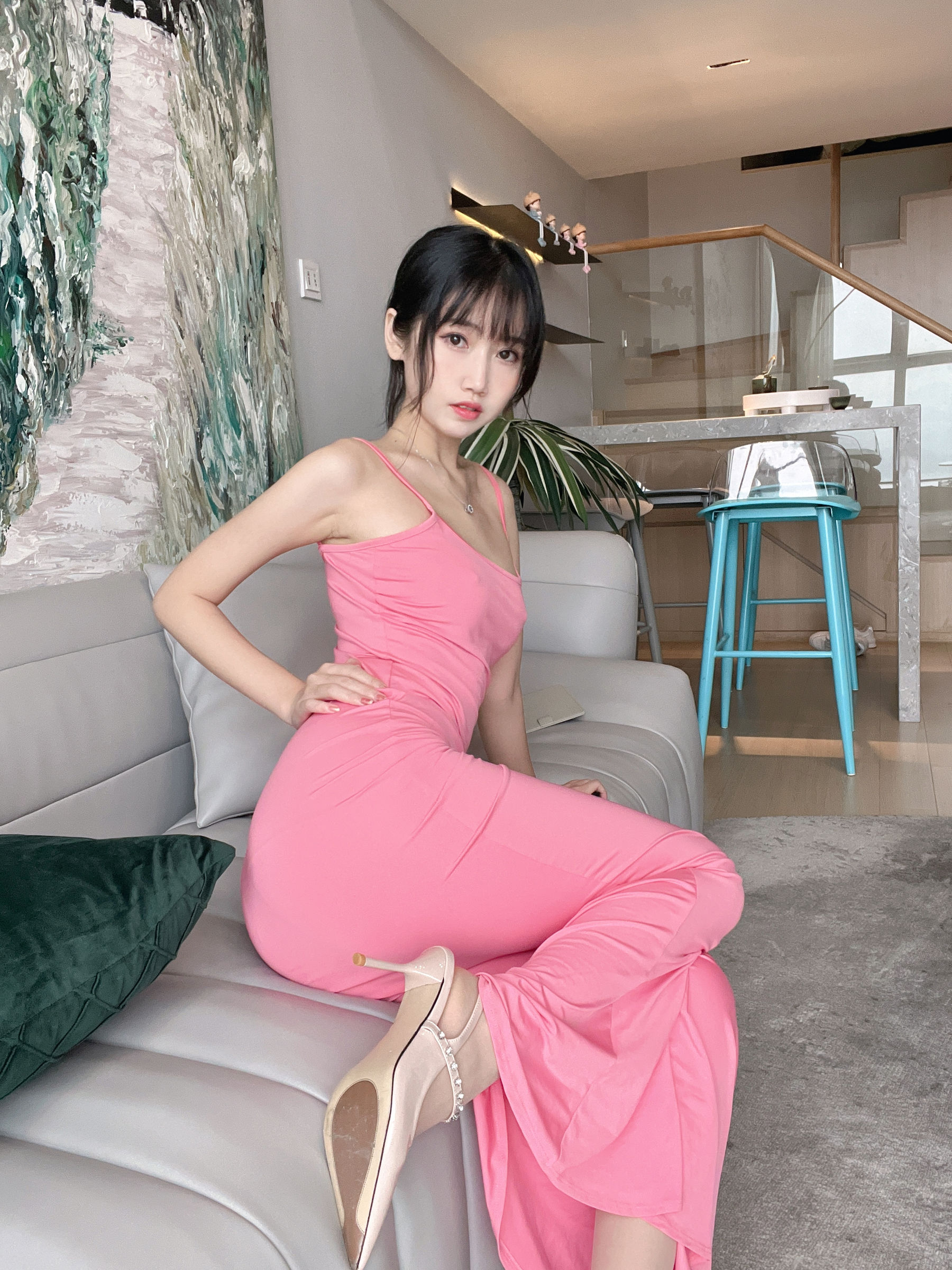 微博人气Coser不呆猫 – 浴室粉色激凸人妻 Cosplay-第27张