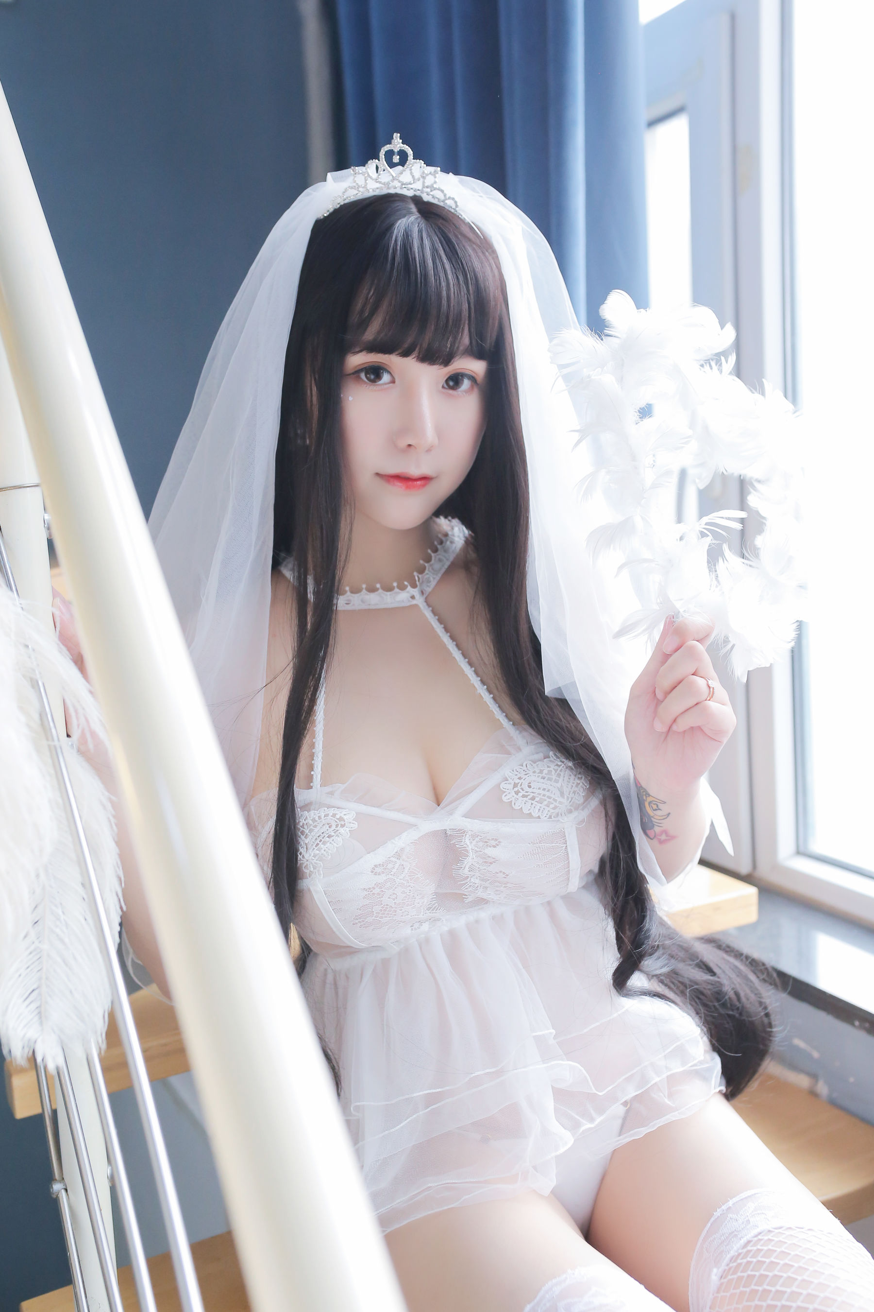 巨乳猫九酱Sakura – 长发婚纱 Cosplay-第55张