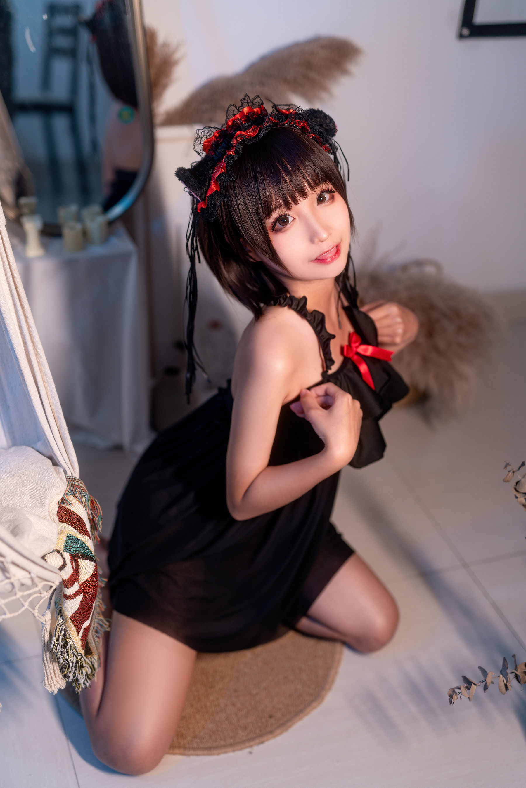 动漫博主蠢沫沫 黑睡裙 Cosplay-第37张