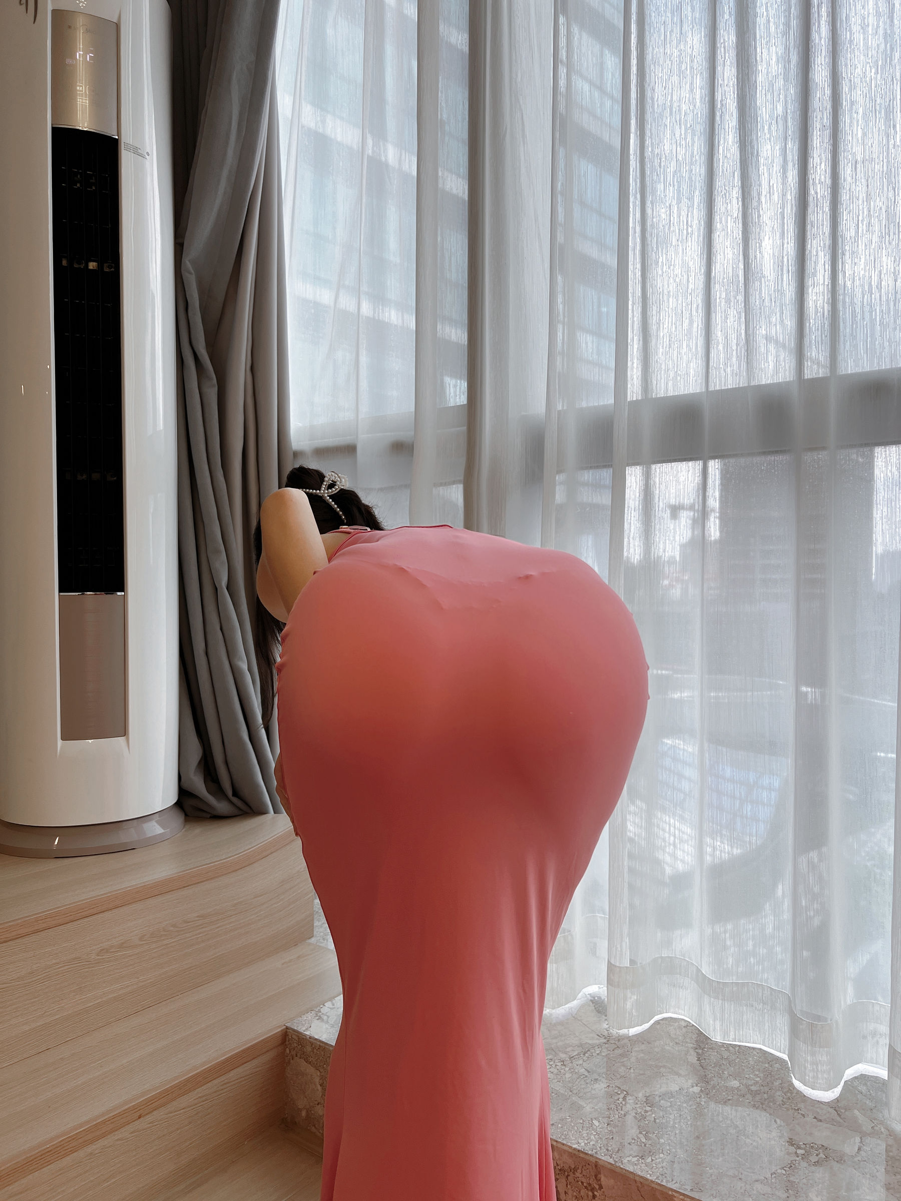 微博人气Coser不呆猫 – 浴室粉色激凸人妻 Cosplay-第3张