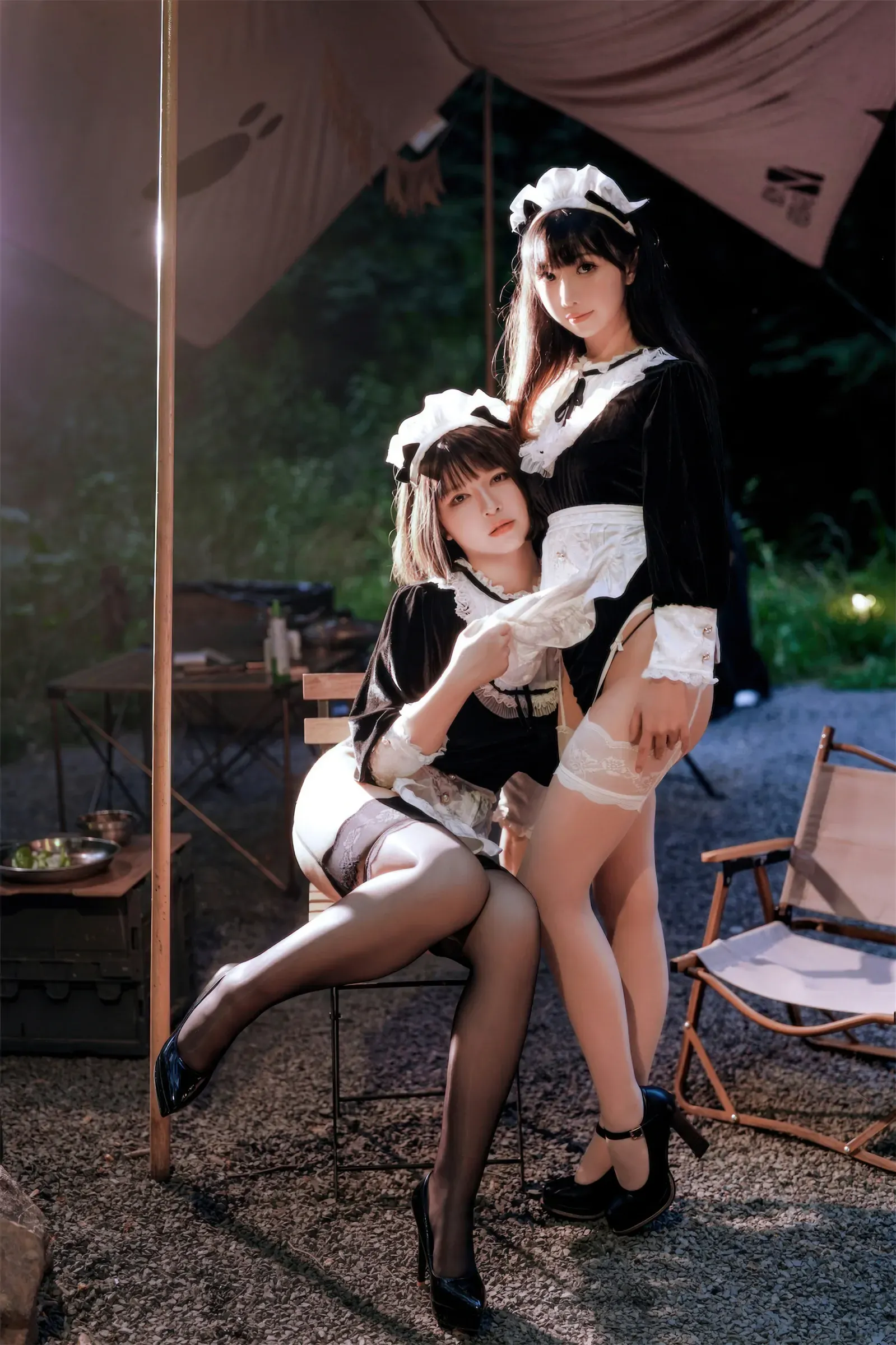 半半子面饼仙儿 – メイド姉妹 Cosplay-第34张