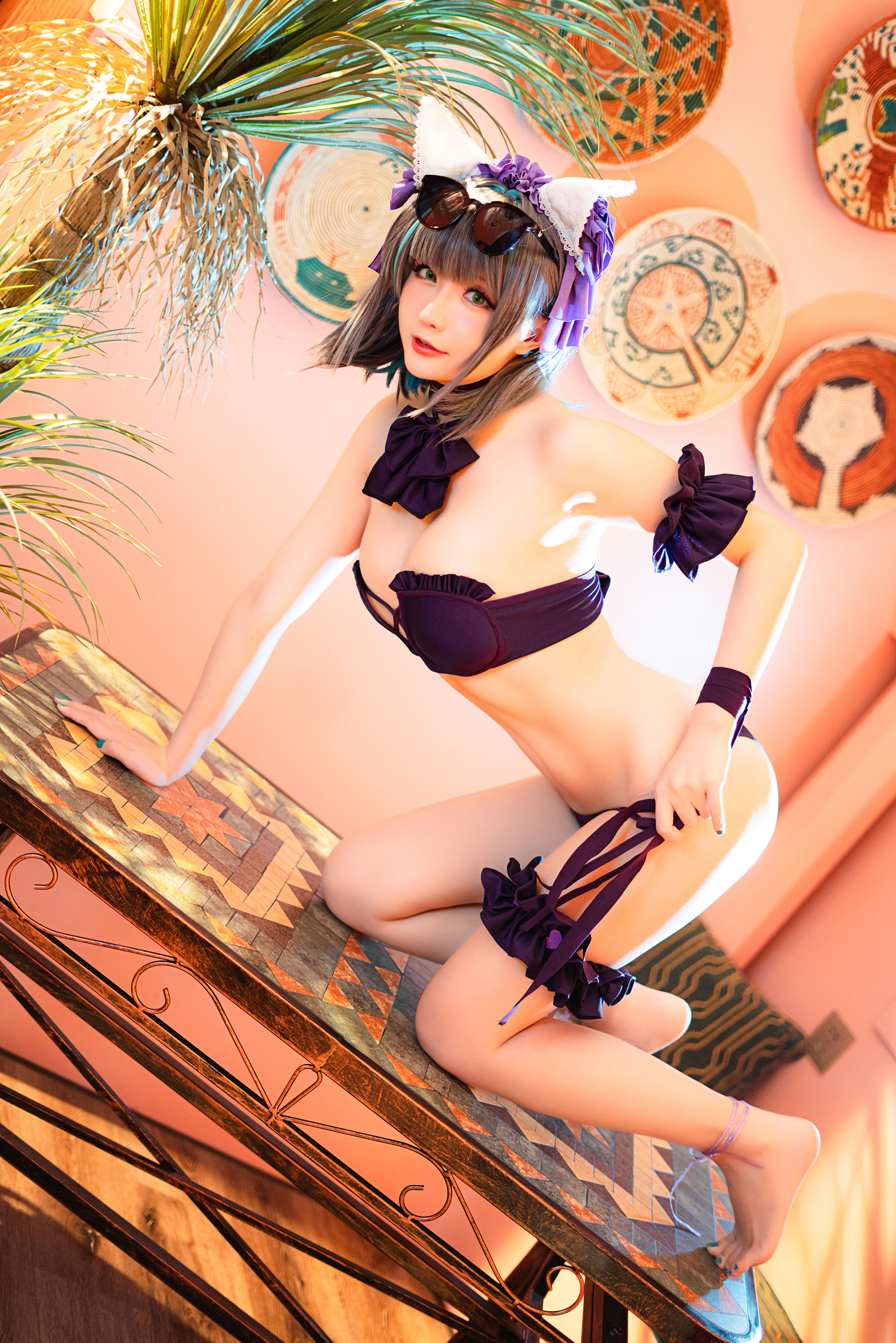 Coser小姐姐星之迟迟 – R-Maid《柴郡泳装》 Cosplay-第21张
