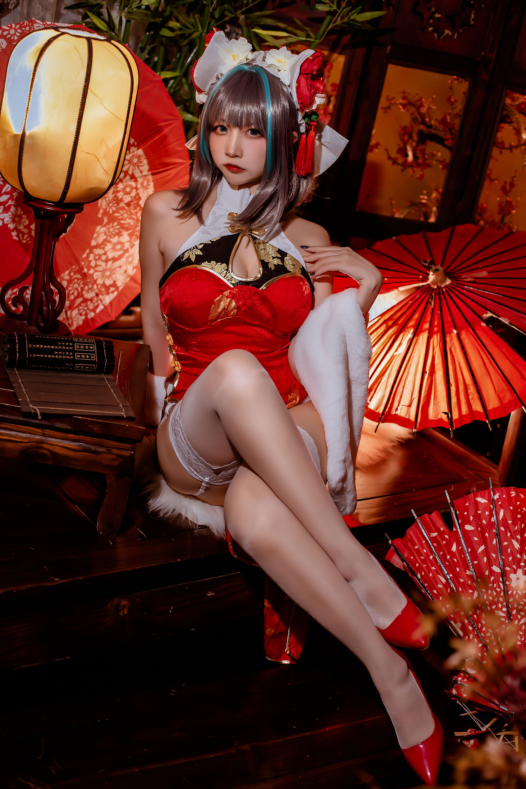二佐Nisa – 碧蓝 柴郡旗袍 Cosplay-第13张