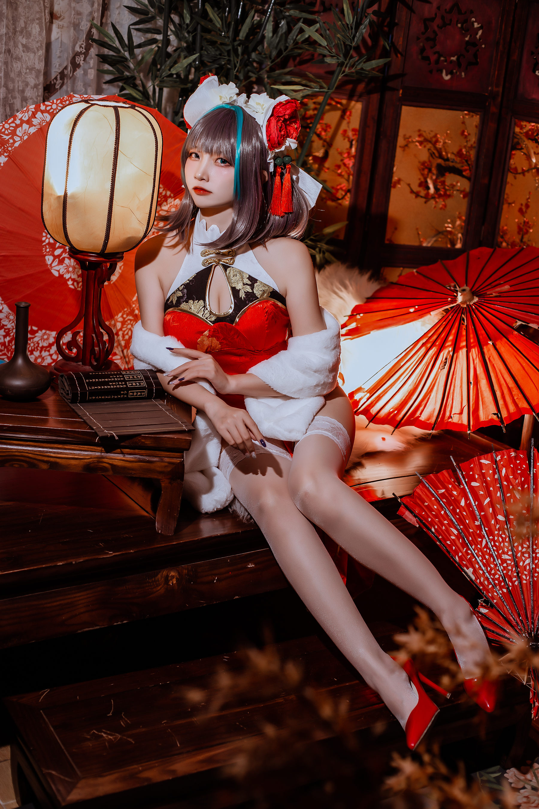 二佐Nisa – 碧蓝 柴郡旗袍 Cosplay-第30张