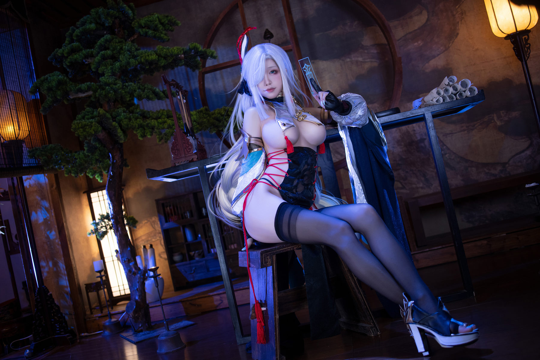 动漫博主水淼aqua – 原神 申鹤旗袍 Cosplay-第2张