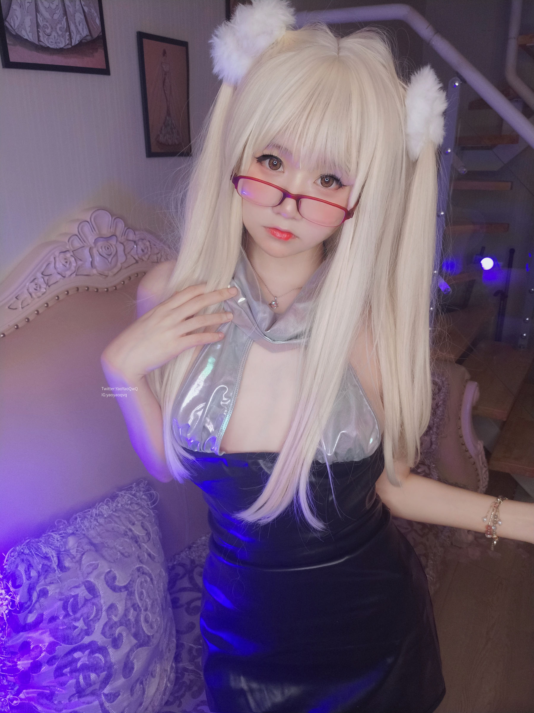 萌妹子Coser摇摇乐yoyo fantia 黑丝猫女 Cosplay-第1张