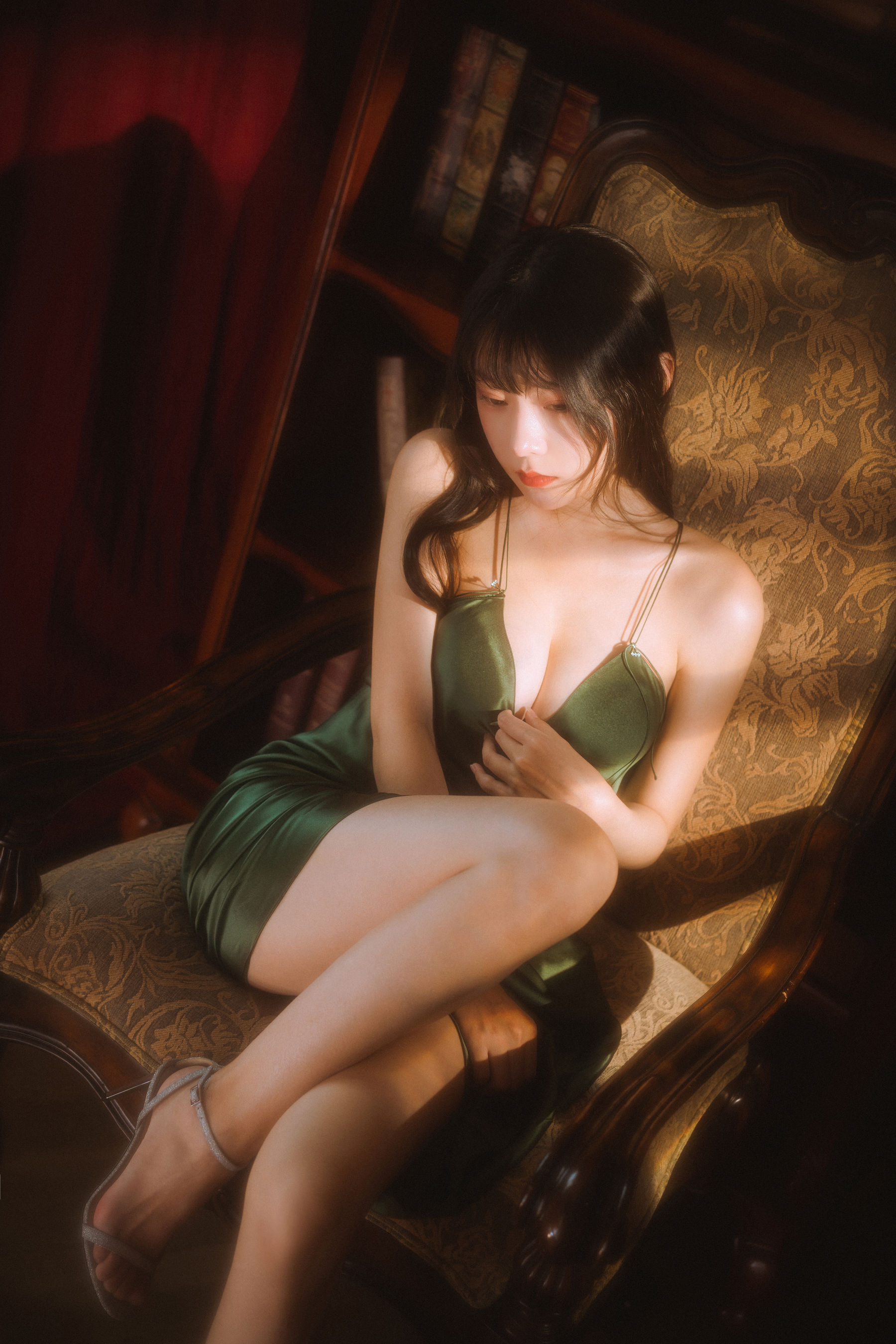 香草喵露露 – 杨枝甘露 绿色连衣裙 Cosplay-第34张
