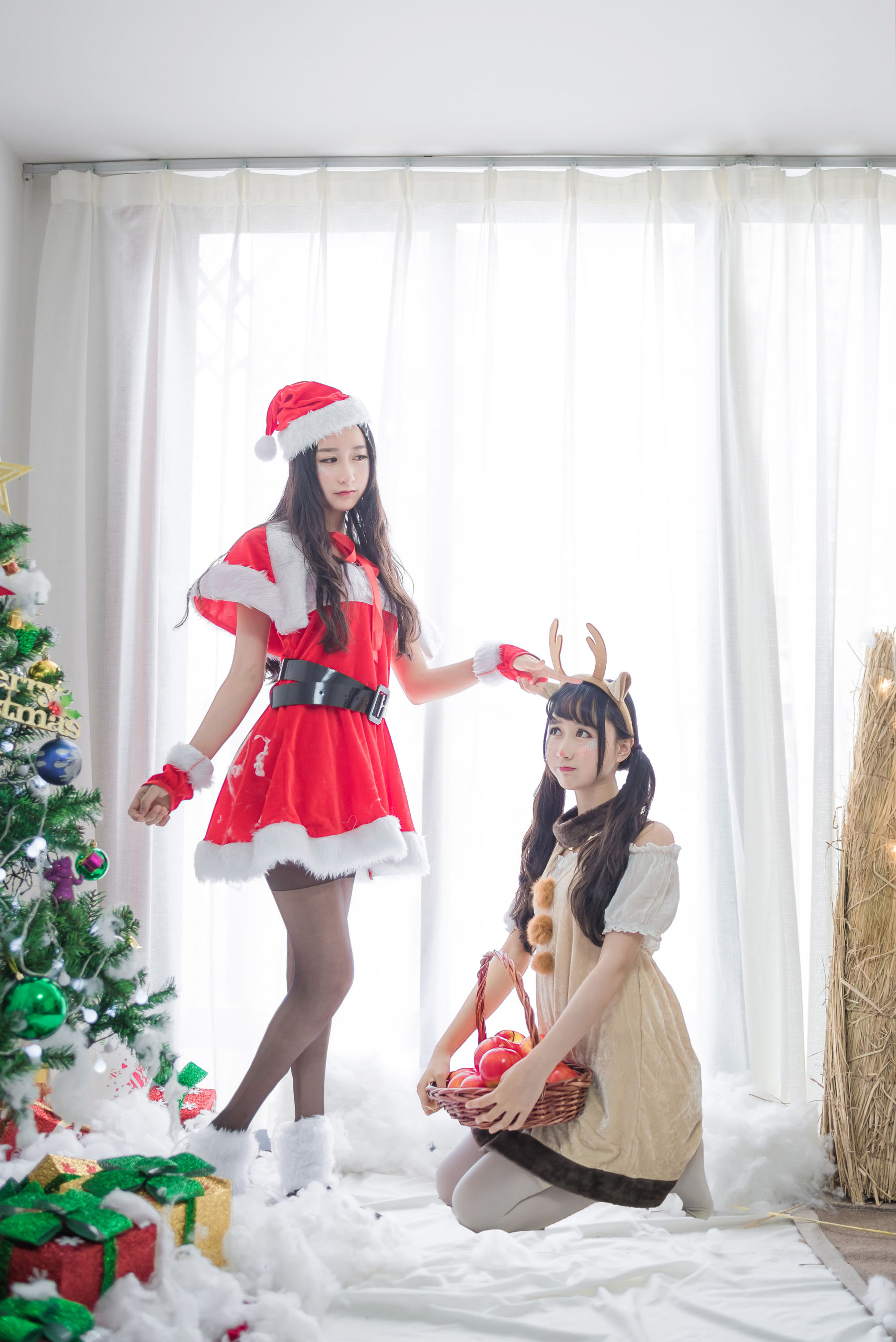 萌系小姐姐木绵绵OwO 圣诞老人和驯鹿酱 Cosplay-第44张