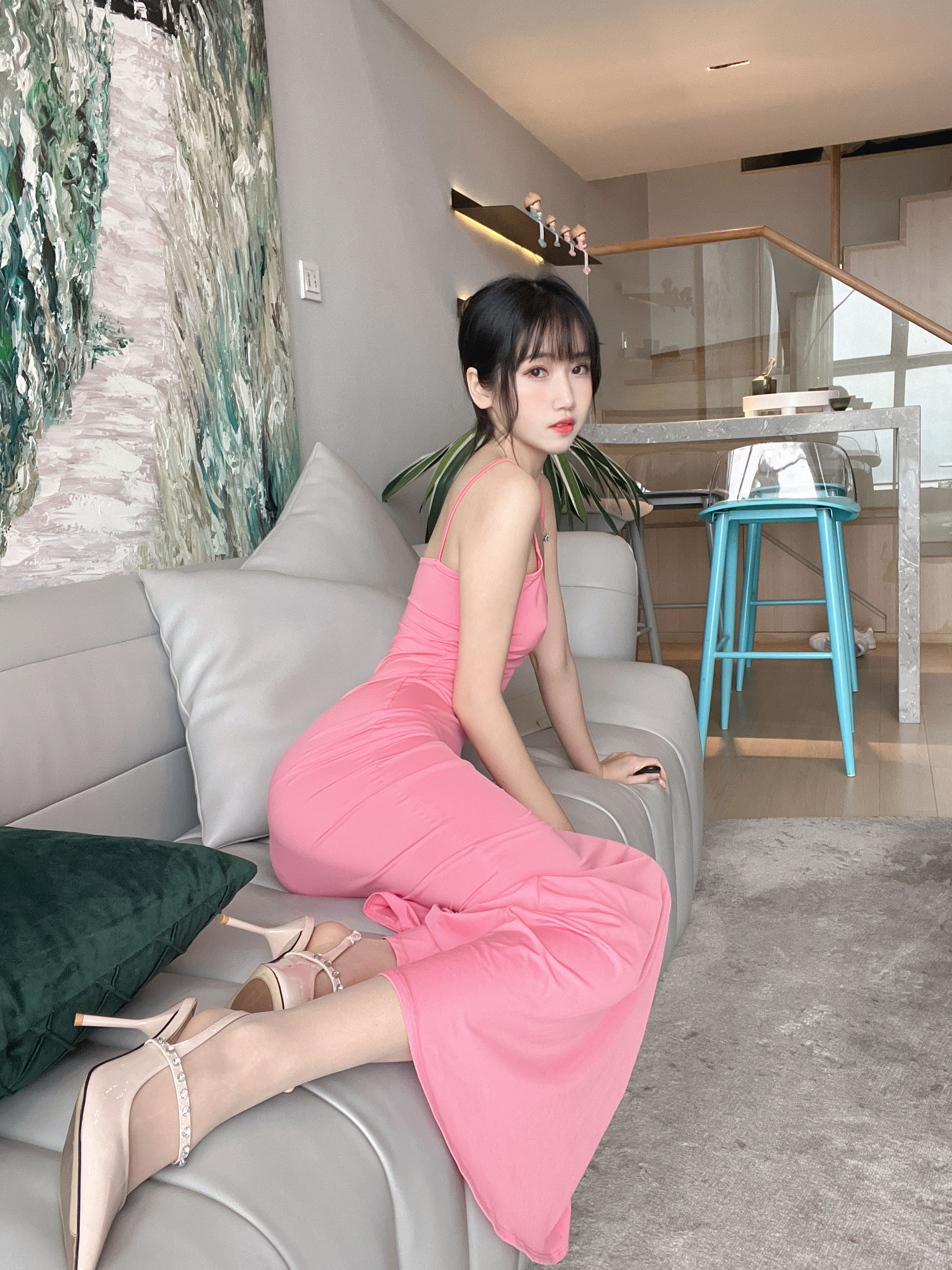 微博人气Coser不呆猫 – 浴室粉色激凸人妻 Cosplay-第26张
