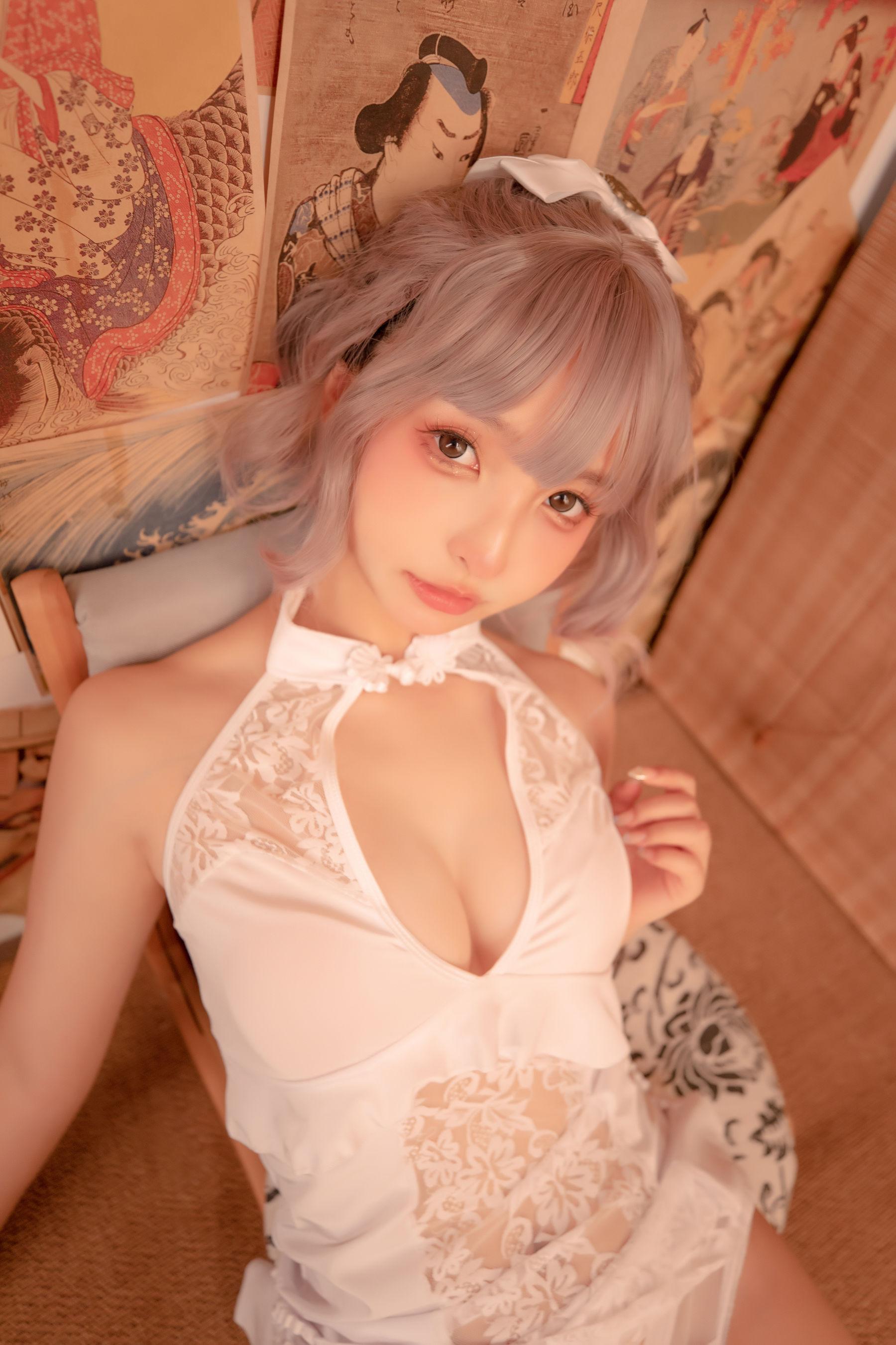 神楽坂真冬 白旗袍 Cosplay-第31张