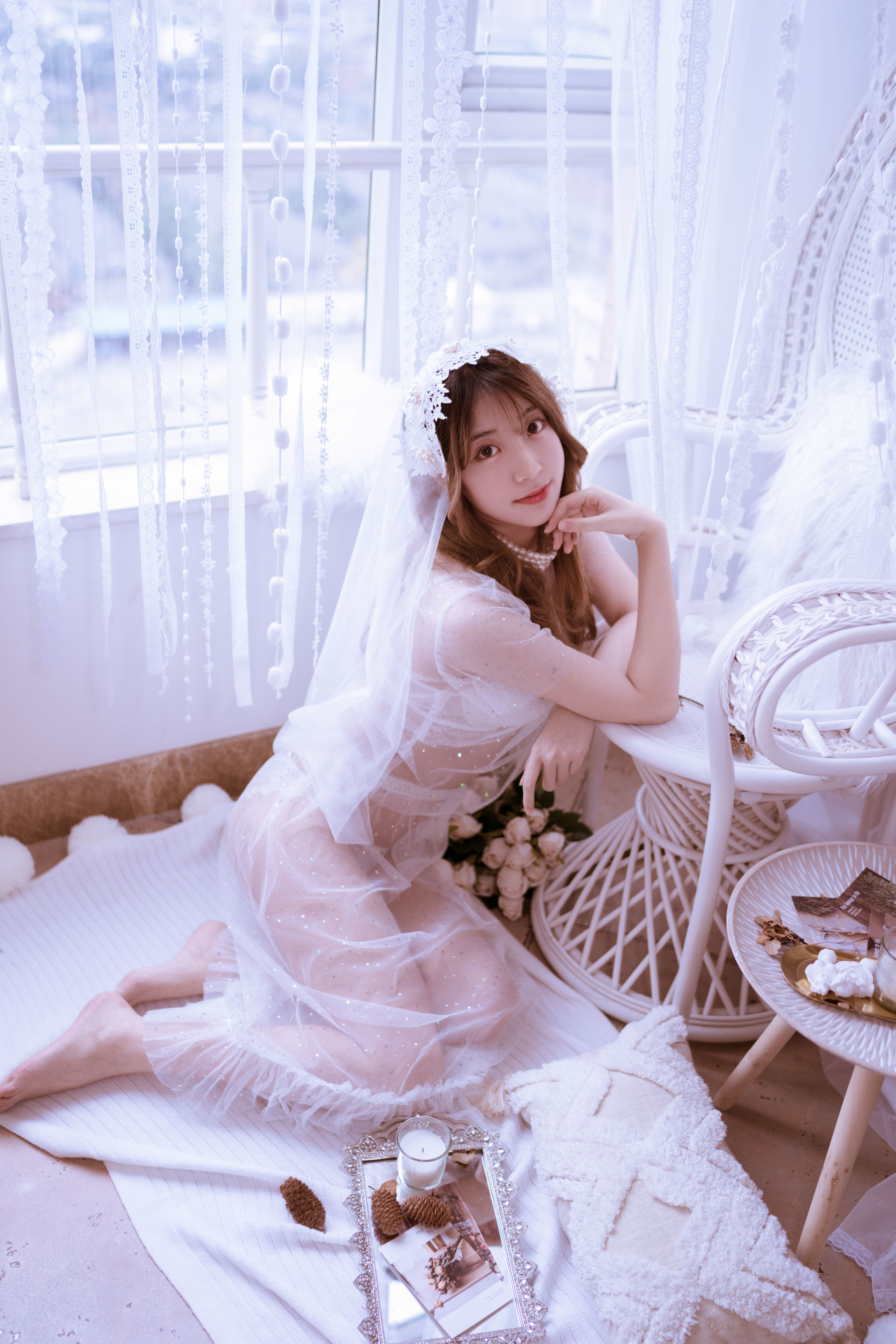 [萝莉COS] 黑川 – 年上彼女 婚纱+毛衣 Cosplay-第3张