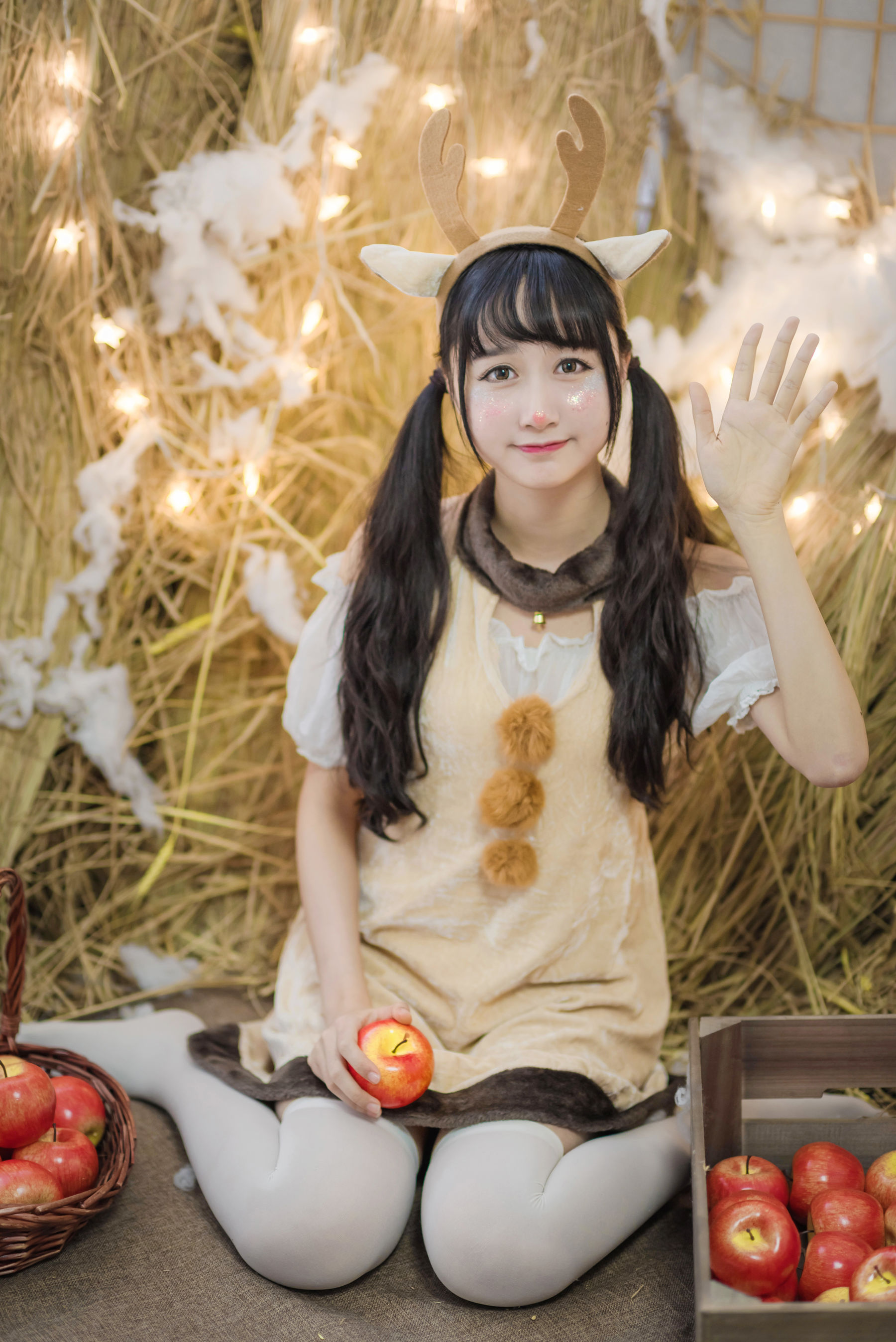 萌系小姐姐木绵绵OwO 圣诞老人和驯鹿酱 Cosplay-第4张