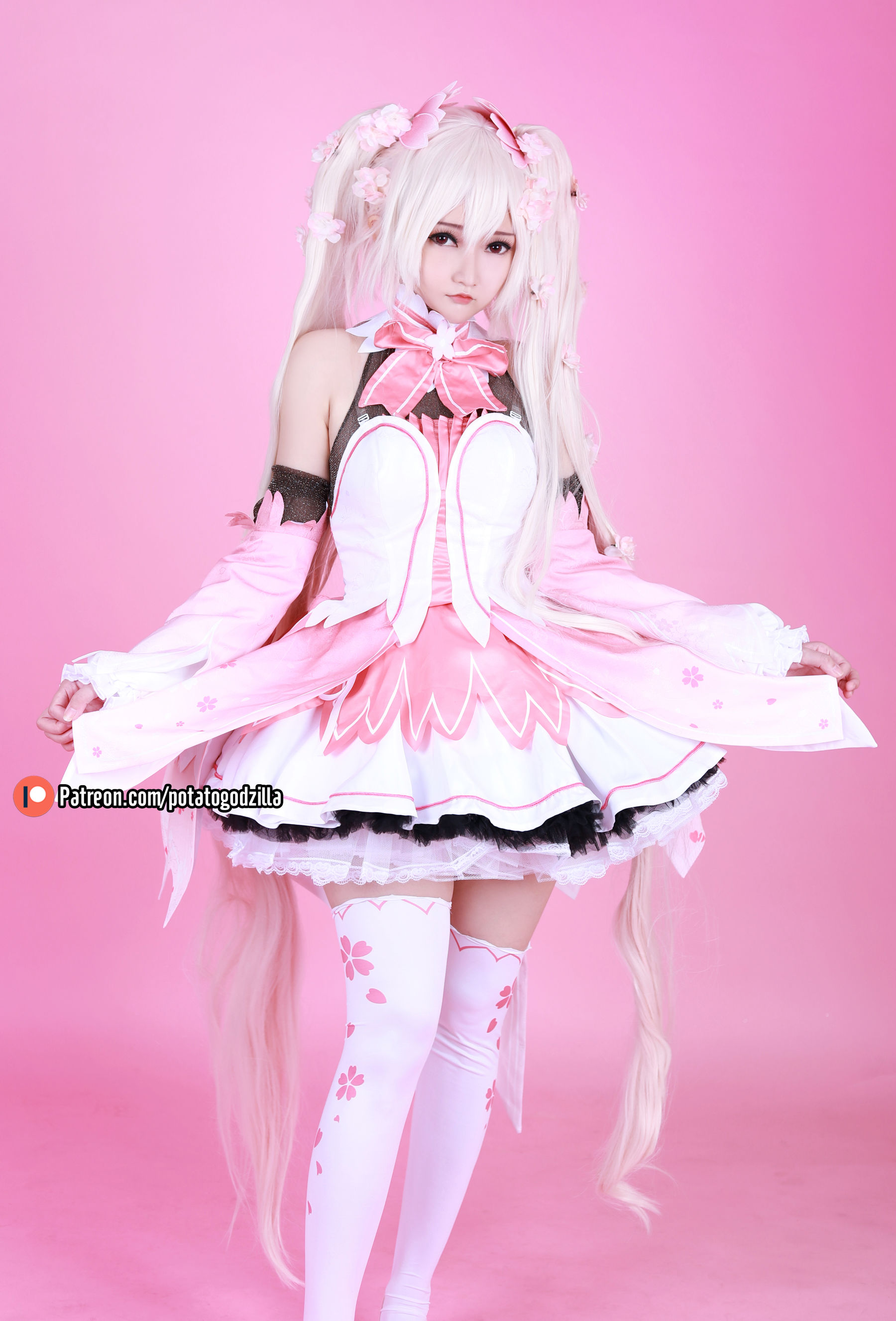 Coser小姐姐Potato Godzilla – Sakura Miku Cosplay-第40张
