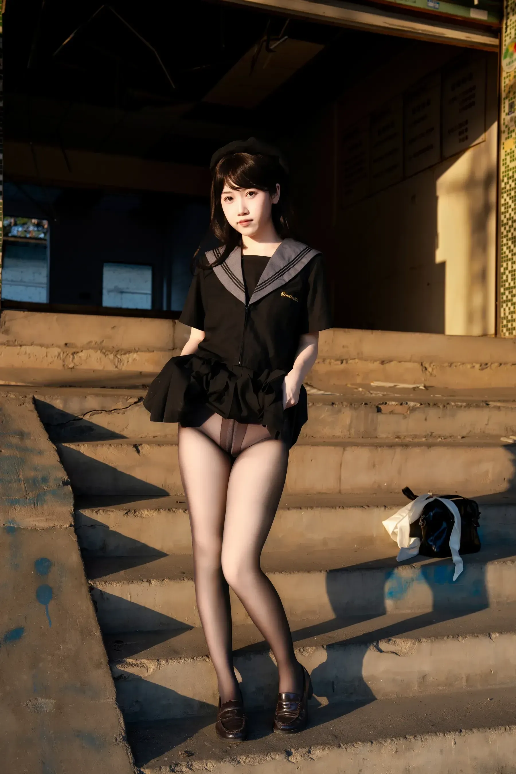 不呆猫 – 放课后野外JK Cosplay-第38张