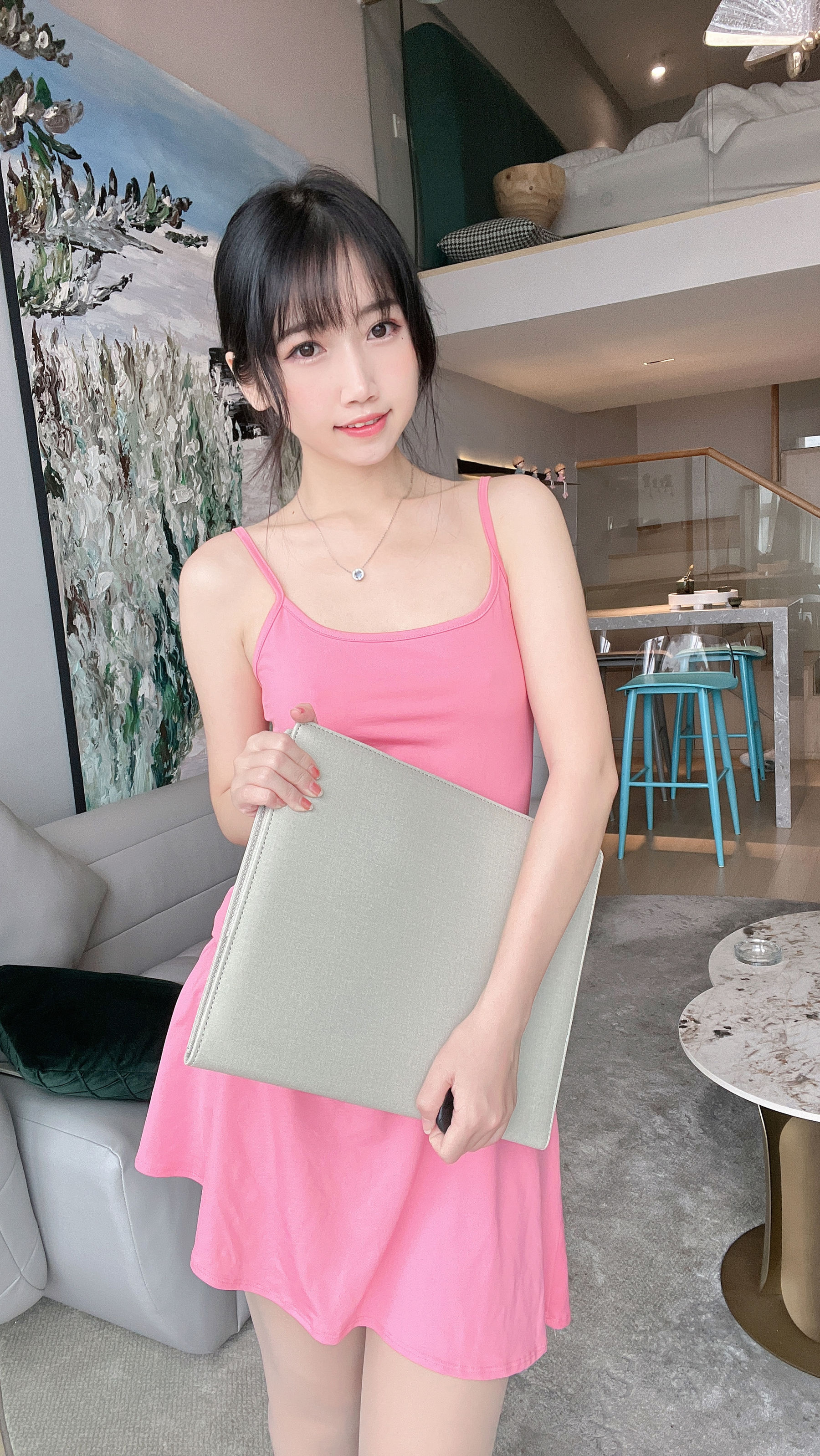 微博人气Coser不呆猫 – 浴室粉色激凸人妻 Cosplay-第25张
