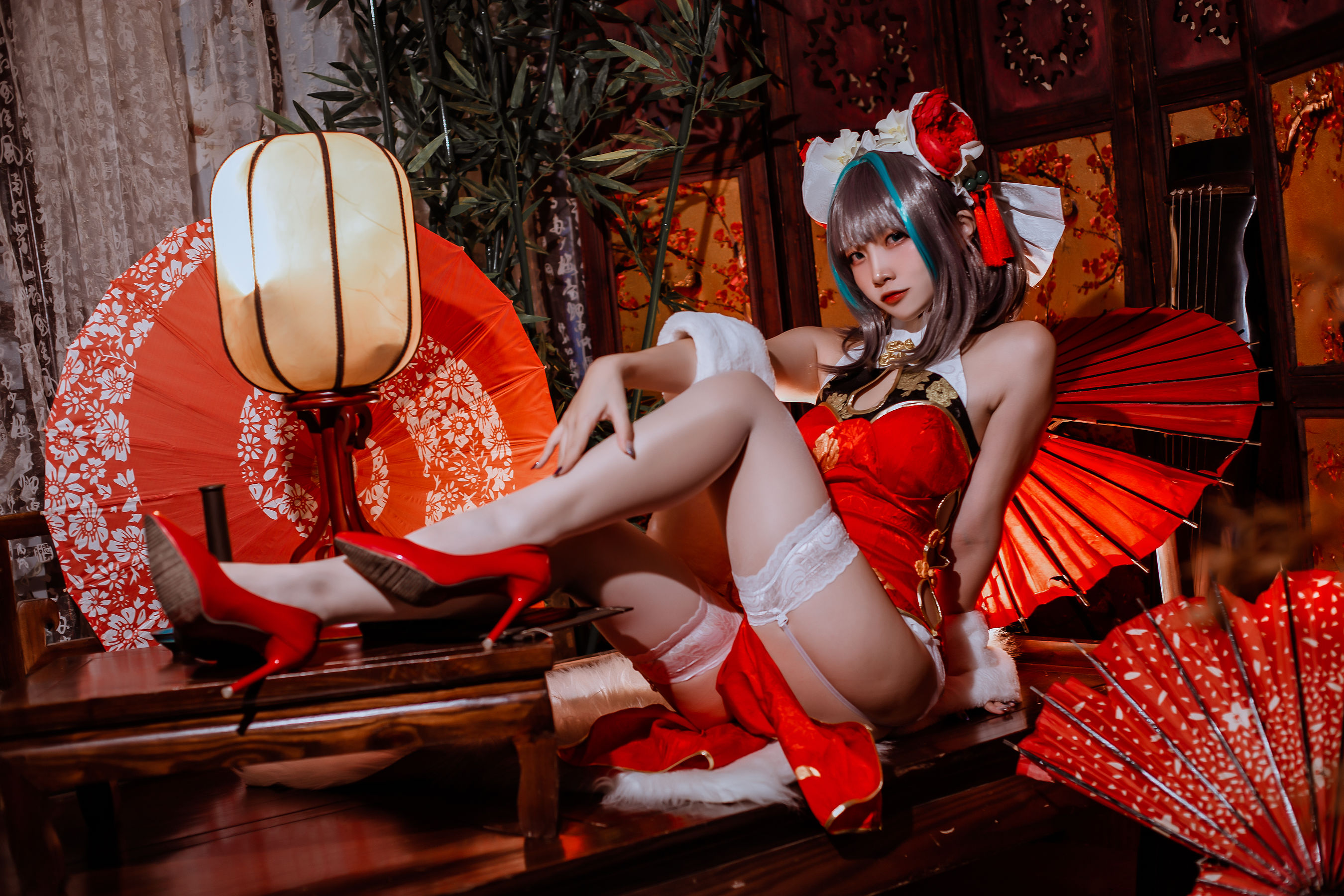 二佐Nisa – 碧蓝 柴郡旗袍 Cosplay-第6张