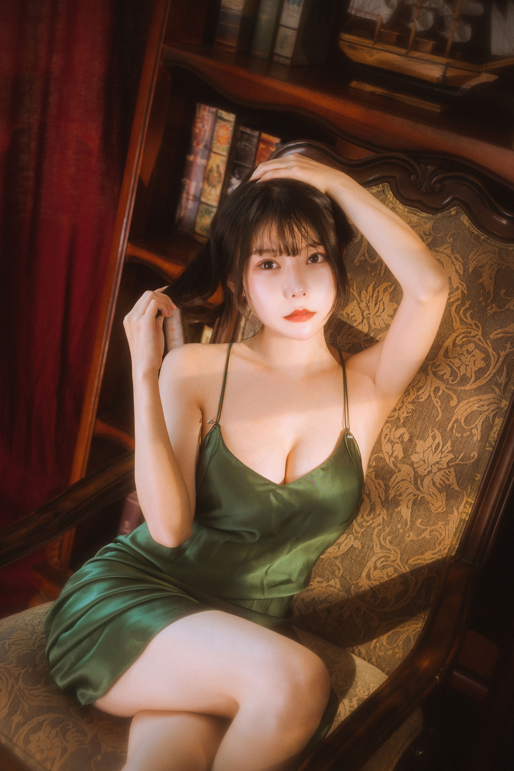 香草喵露露 – 杨枝甘露 绿色连衣裙 Cosplay-第26张