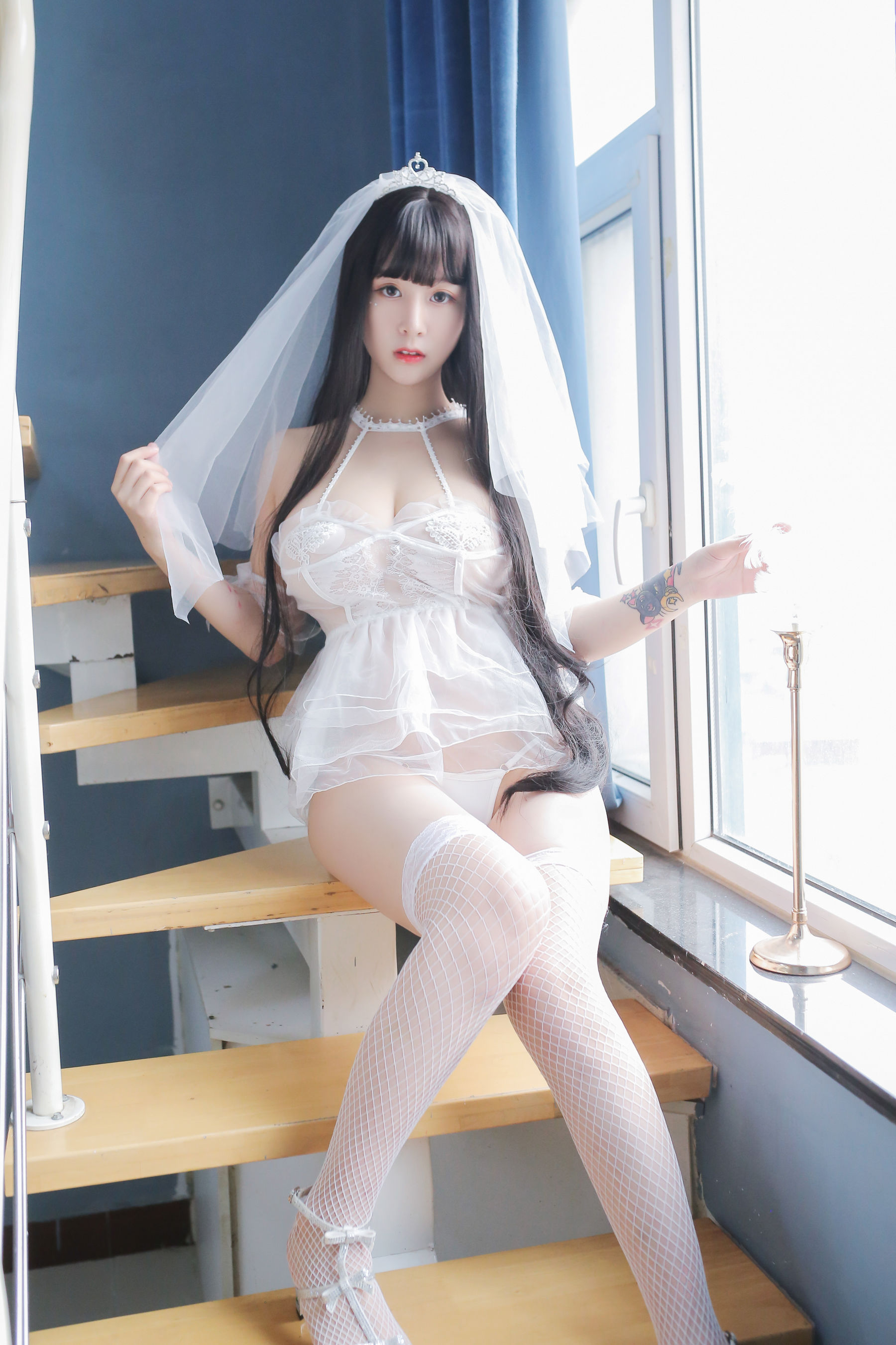 巨乳猫九酱Sakura – 长发婚纱 Cosplay-第52张