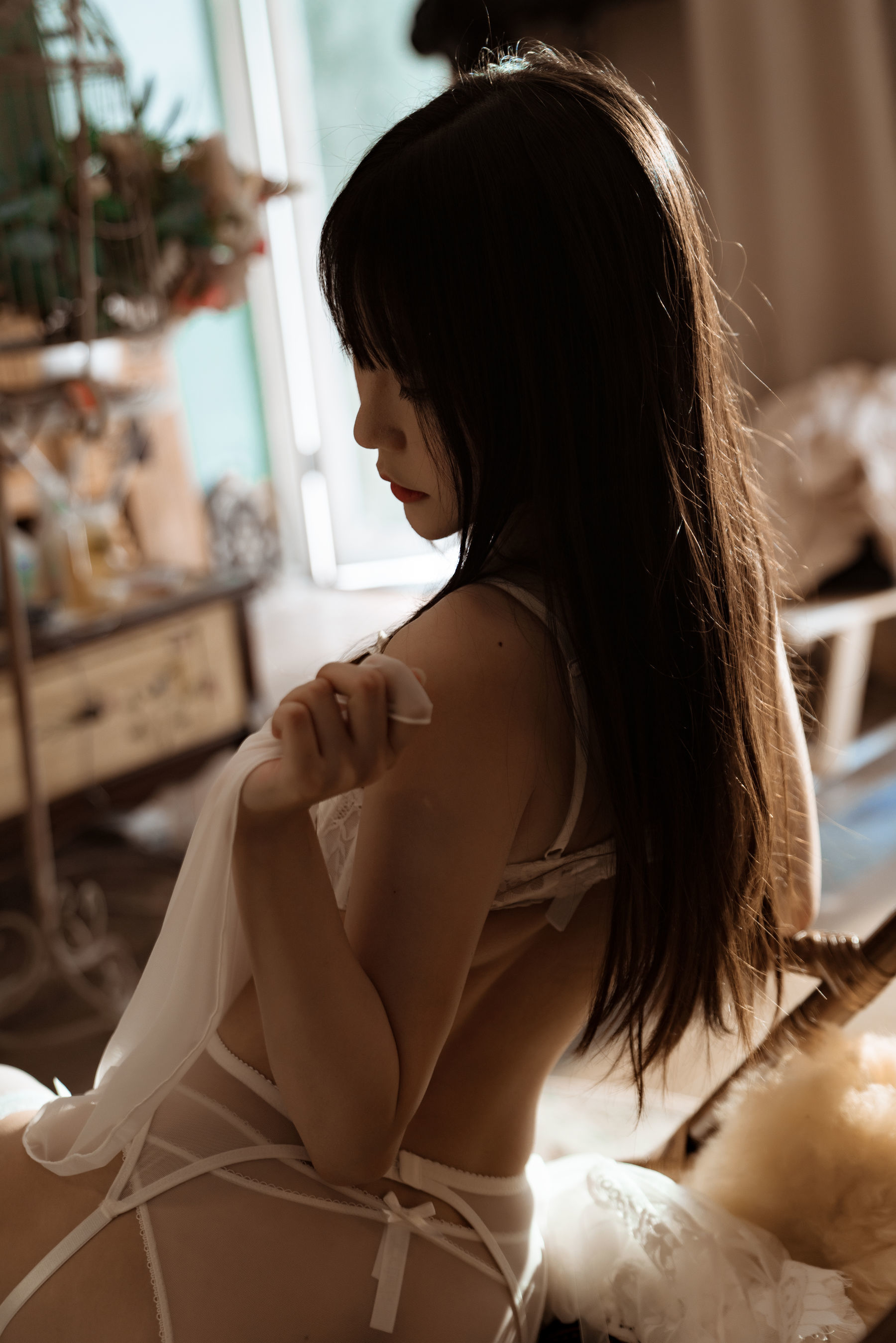 香草喵露露 – 室内白色蕾丝 Cosplay-第57张
