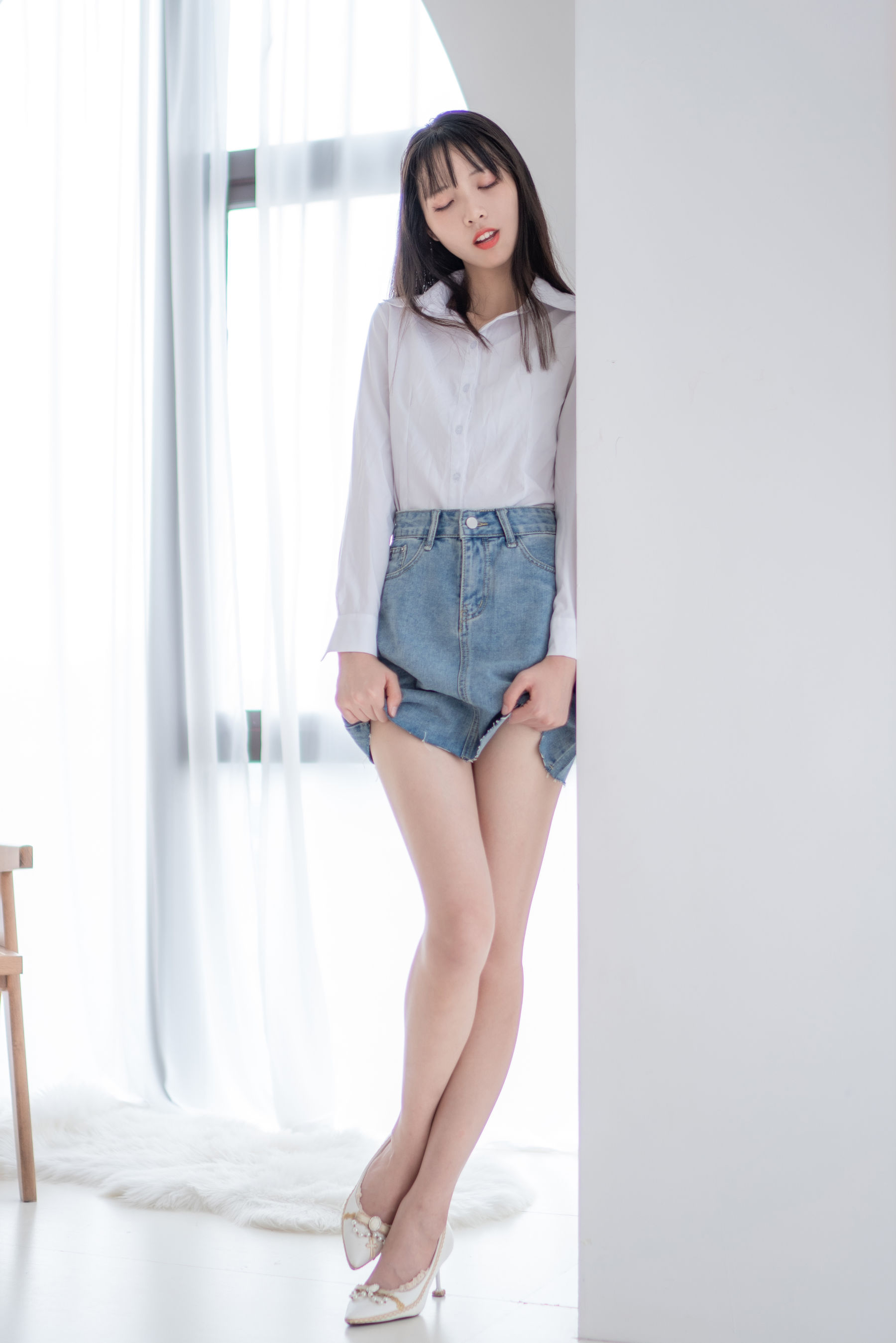 清纯妹子西瓜 – 衬衫牛仔裙 Cosplay-第2张