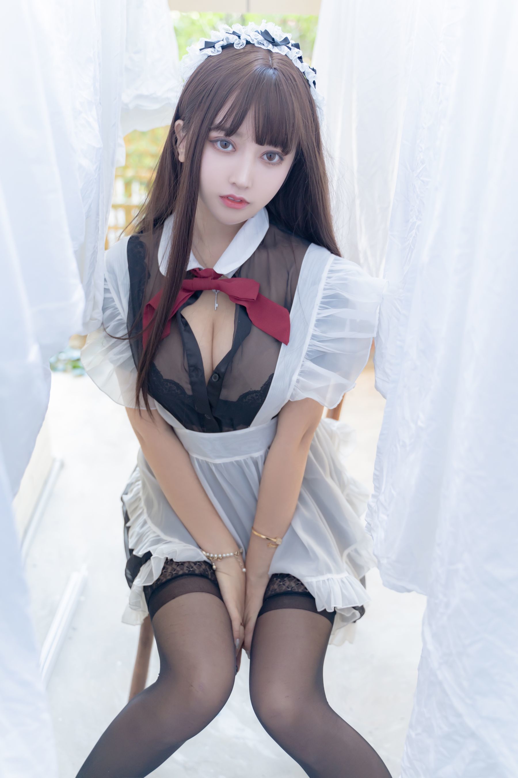斗鱼米线线sama写真 透明女仆 Cosplay-第14张