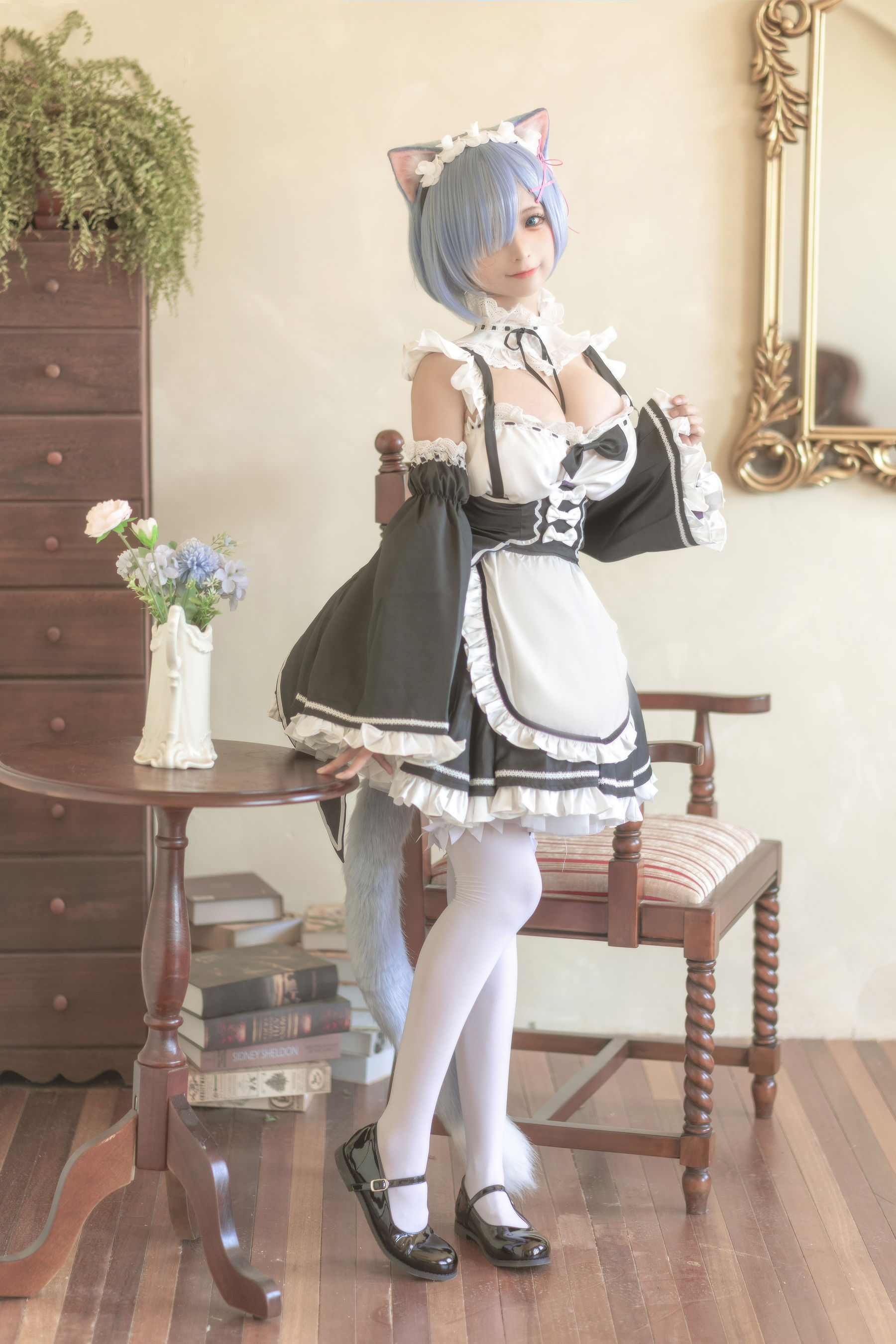 动漫博主蠢沫沫 – 猫耳雷姆 Cosplay-第28张