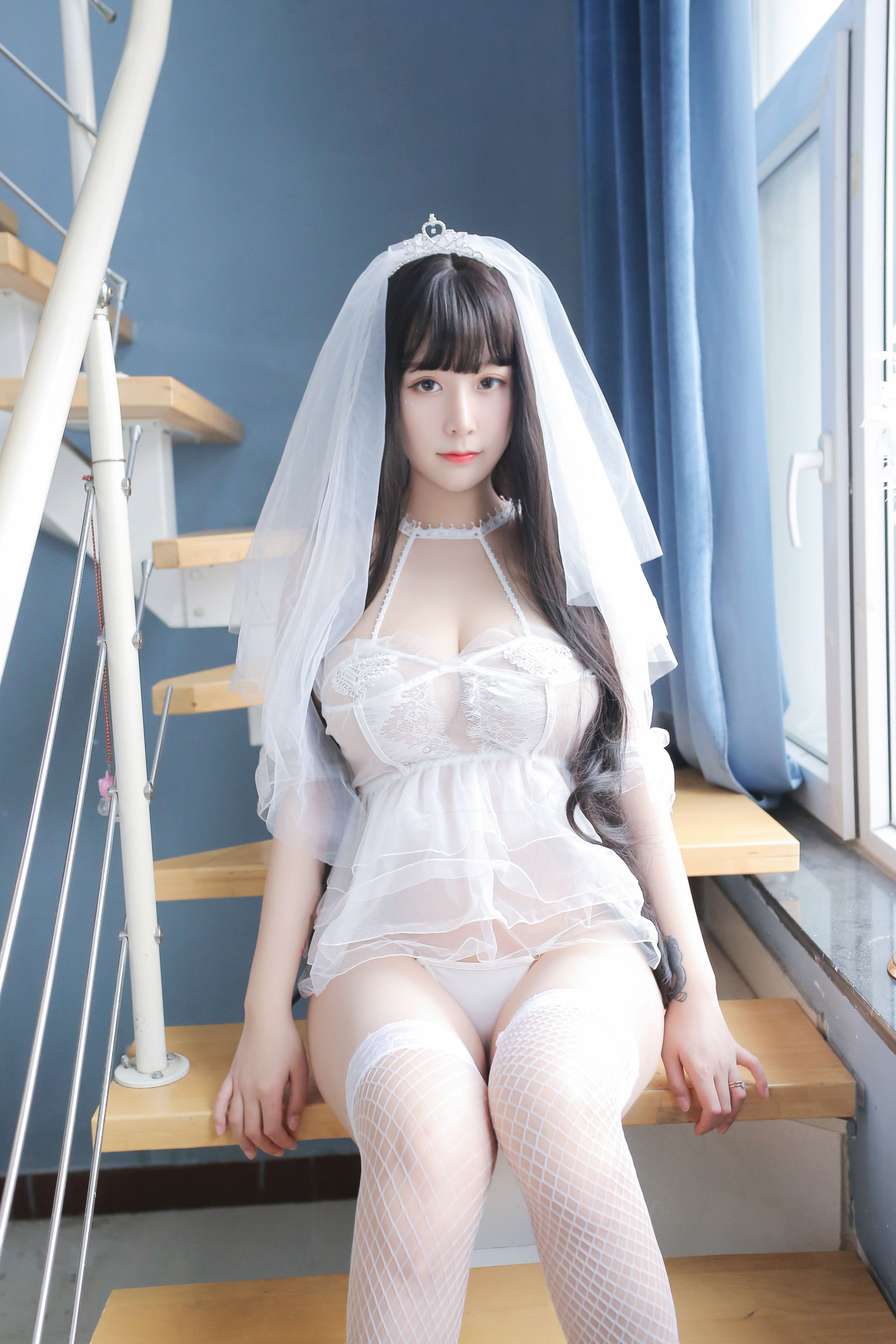 巨乳猫九酱Sakura – 长发婚纱 Cosplay-第61张