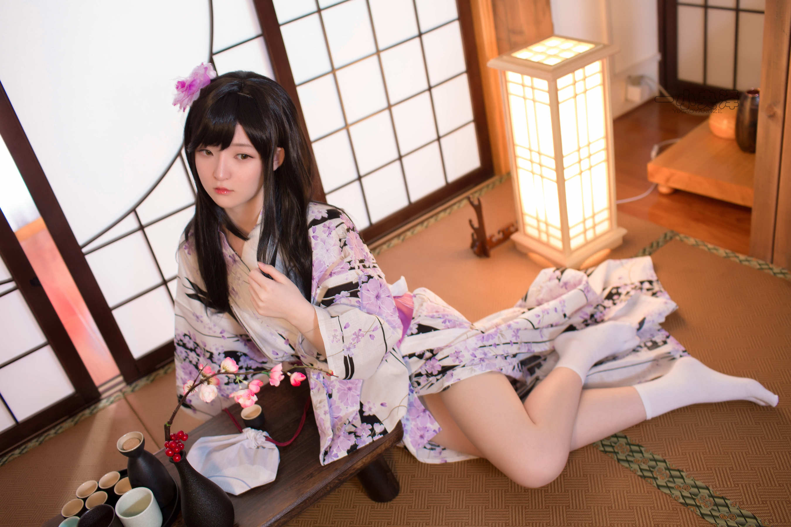 [萝莉COS] 一小央泽 – 和服短袜 Cosplay-第38张