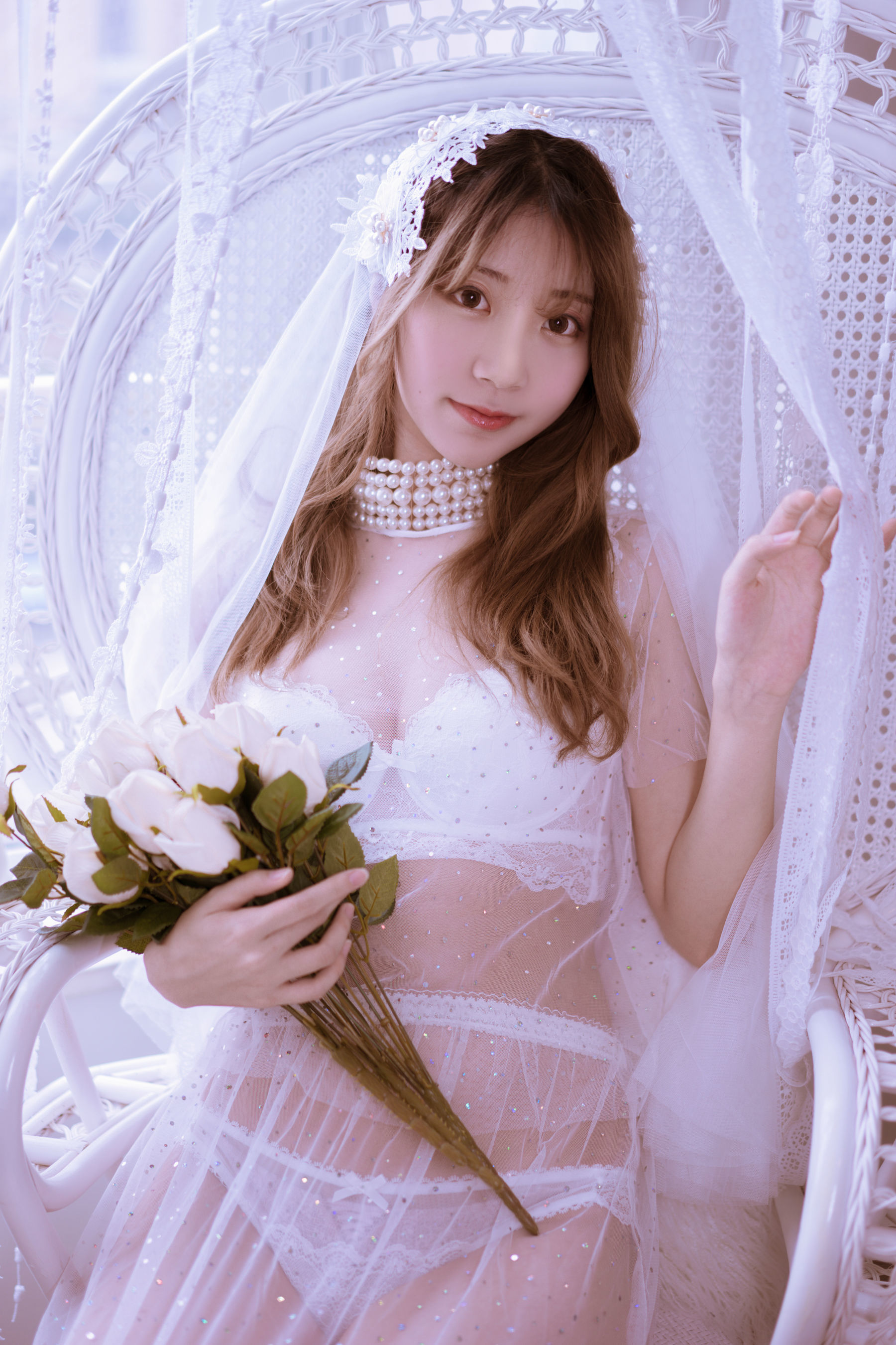 [萝莉COS] 黑川 – 年上彼女 婚纱+毛衣 Cosplay-第38张