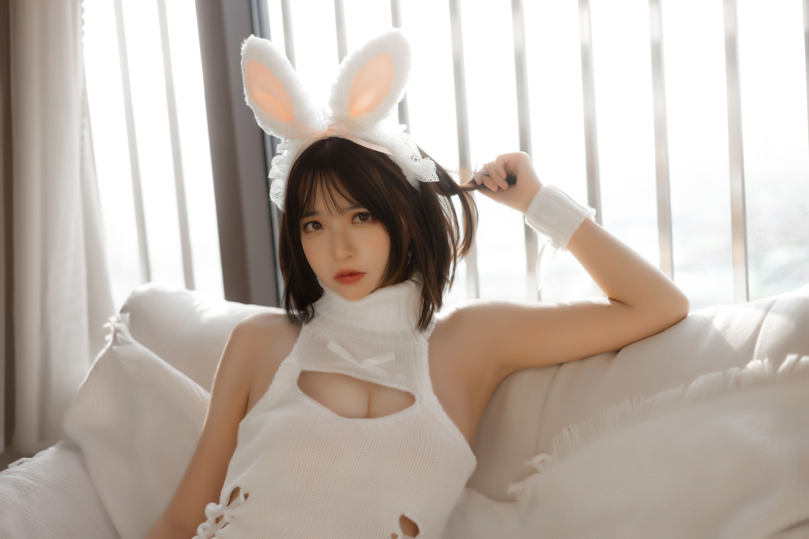 疯猫ss – 白色毛衣 Cosplay-第39张