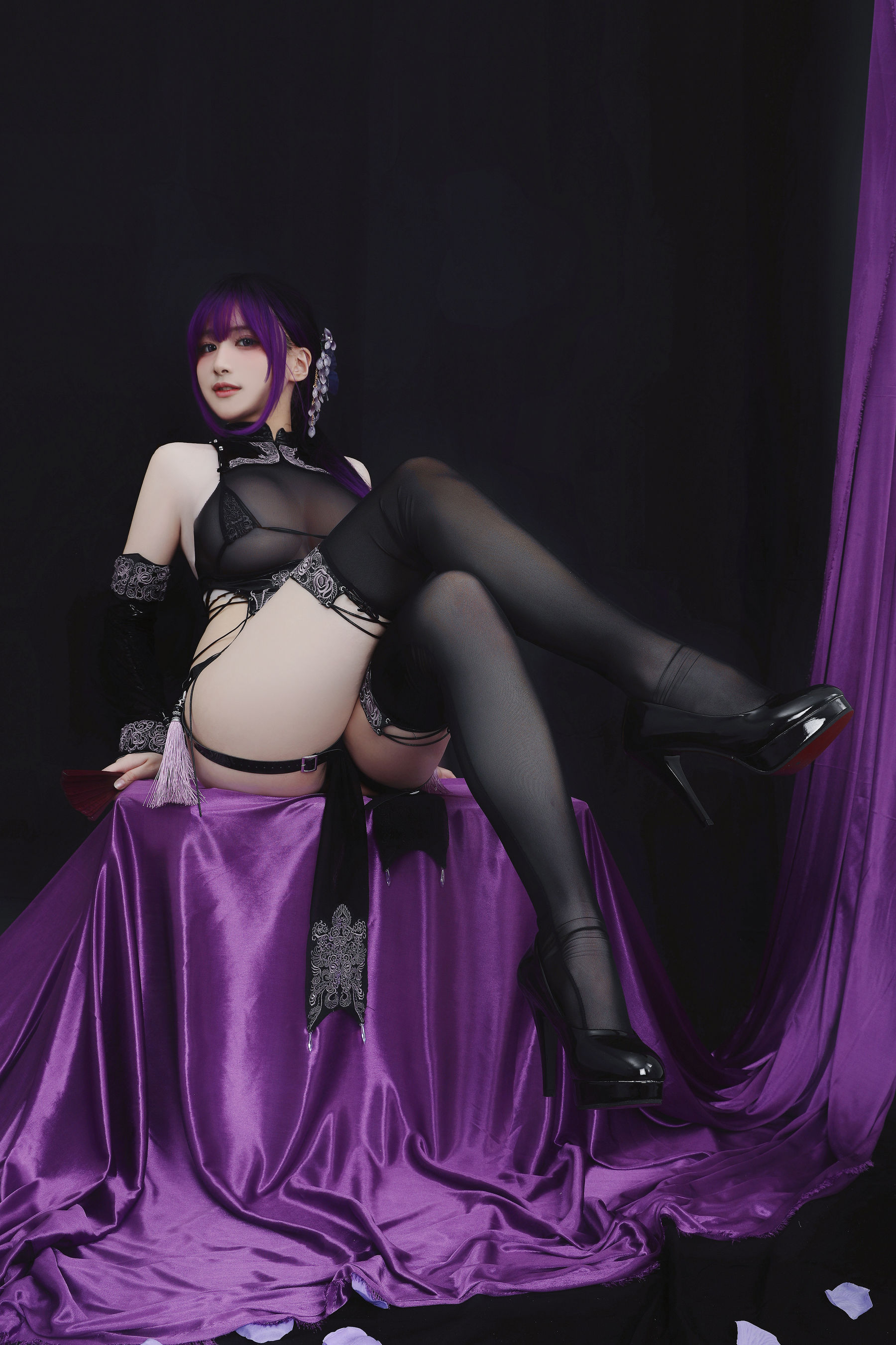 幼愛youmeko – 紫流苏旗袍 Cosplay-第4张