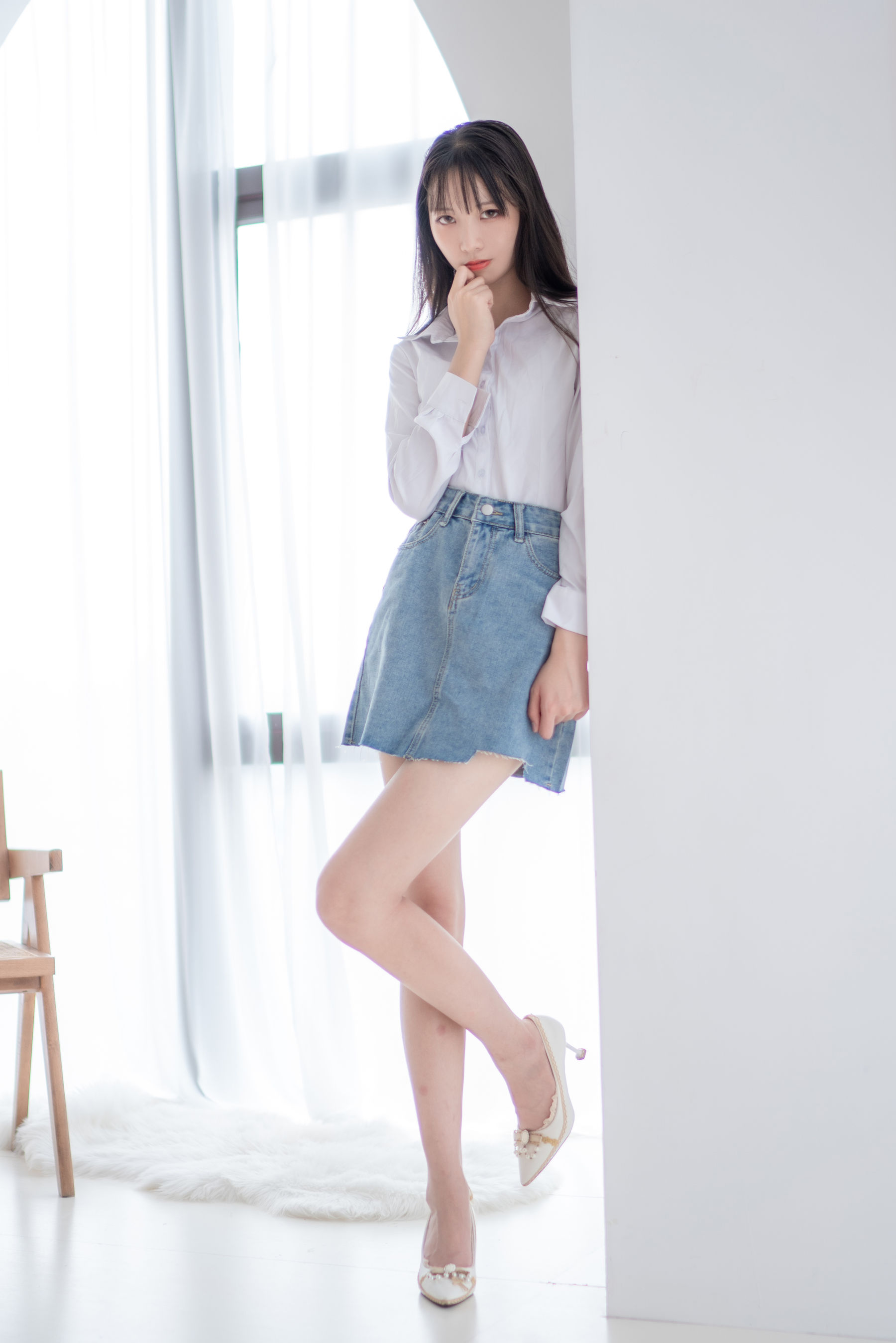 清纯妹子西瓜 – 衬衫牛仔裙 Cosplay-第1张