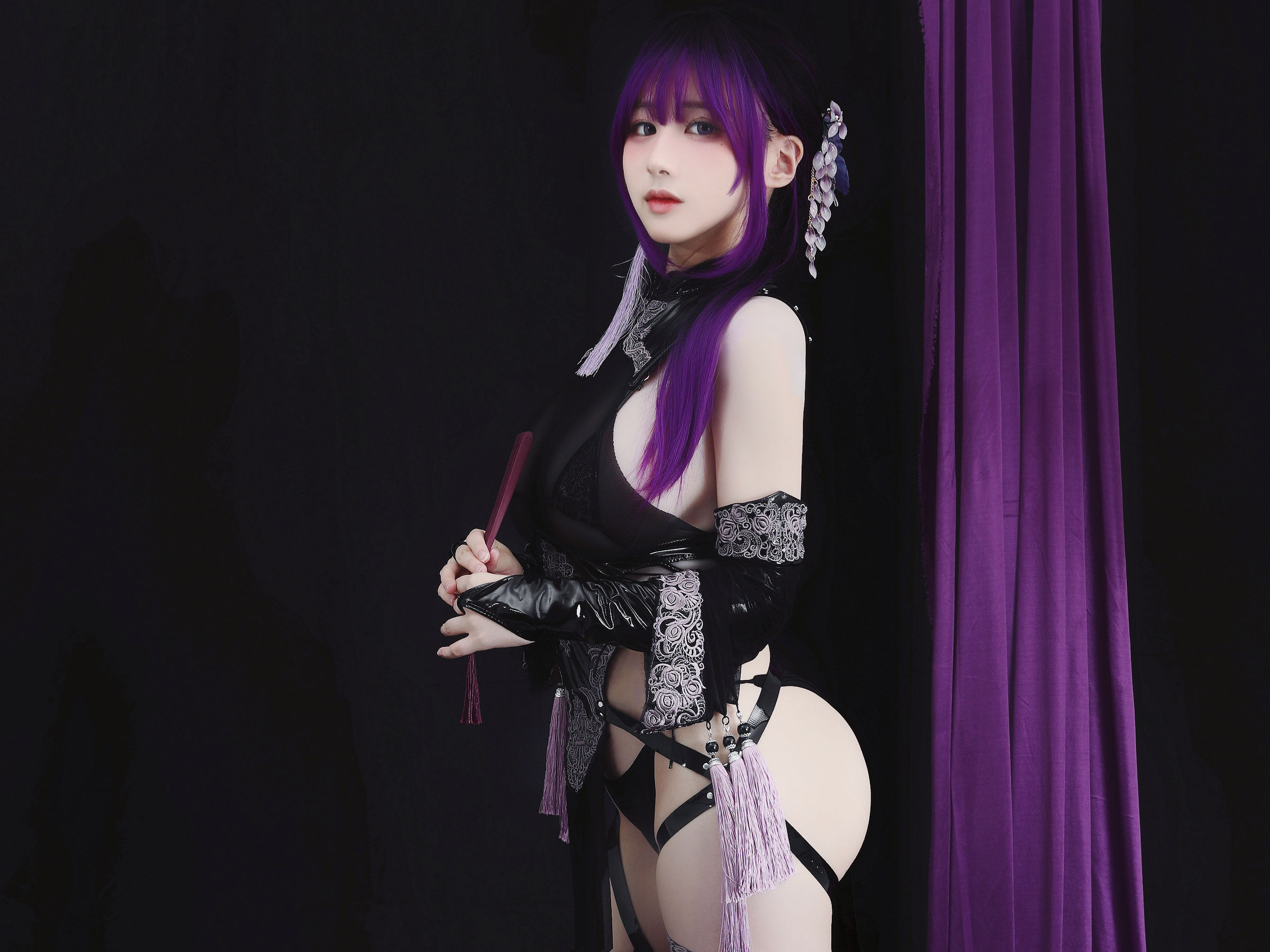 幼愛youmeko – 紫流苏旗袍 Cosplay-第2张