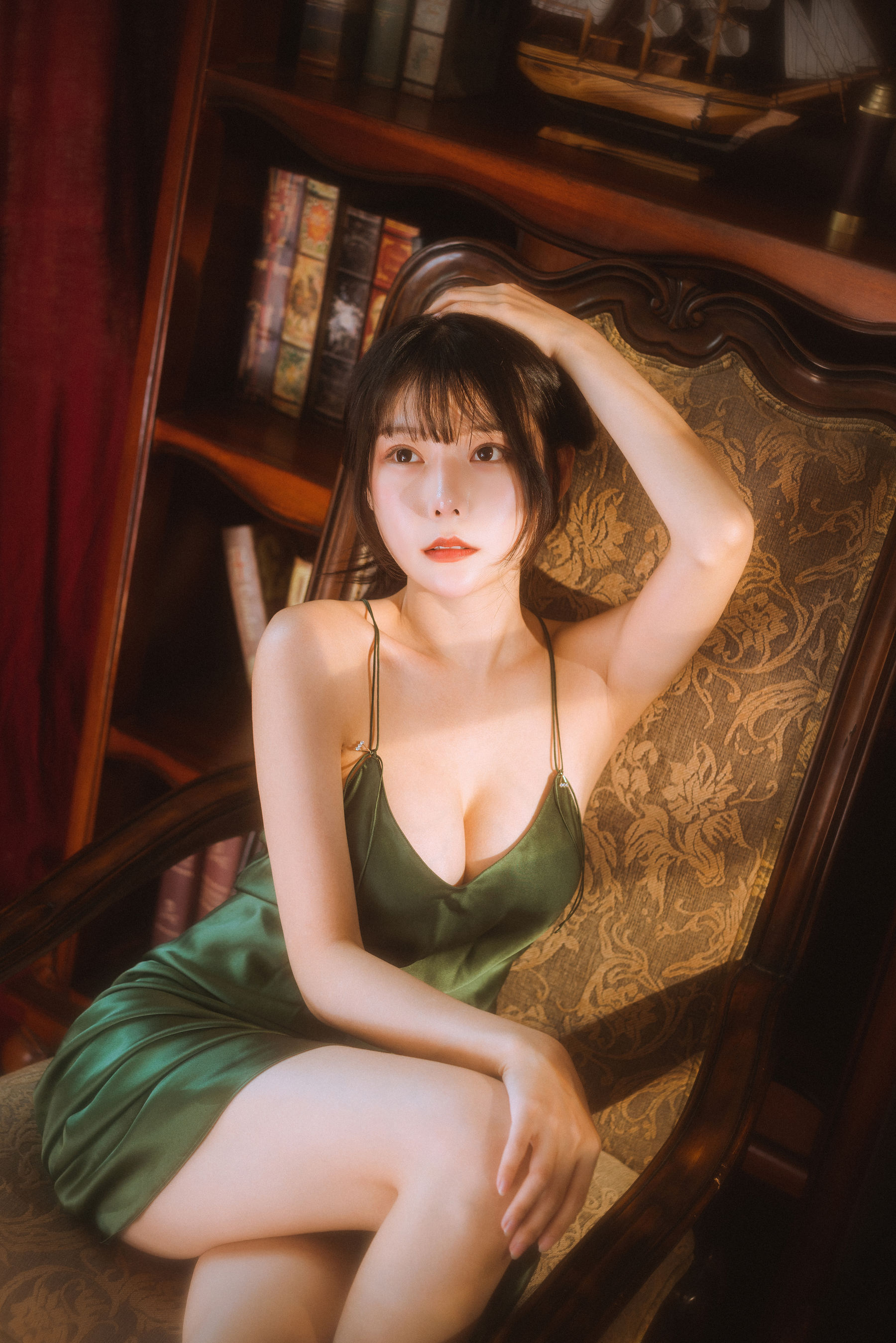 香草喵露露 – 杨枝甘露 绿色连衣裙 Cosplay-第27张