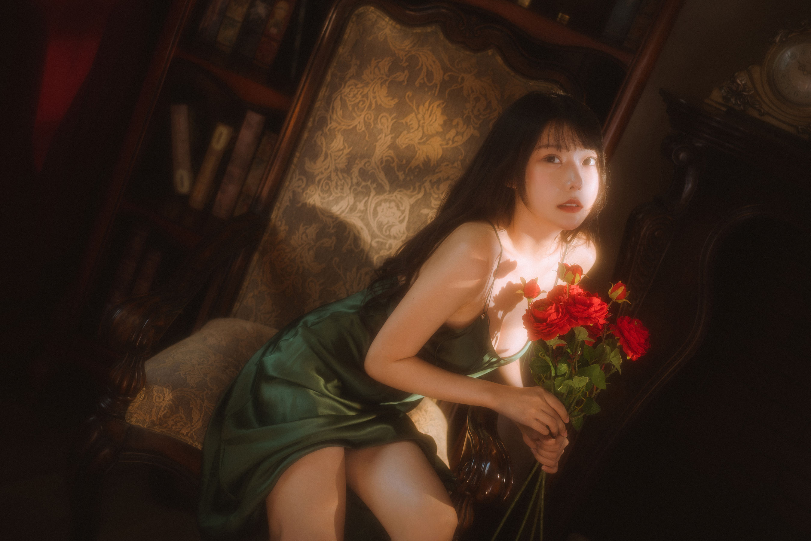 香草喵露露 – 杨枝甘露 绿色连衣裙 Cosplay-第31张