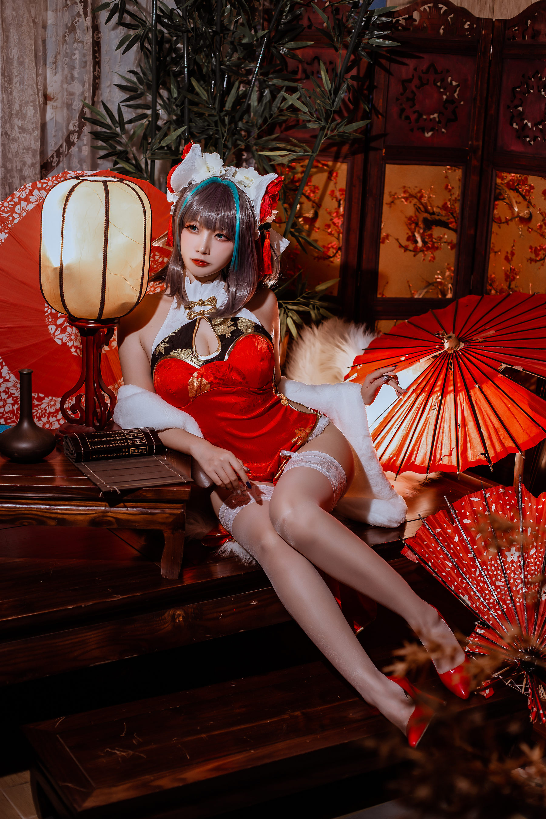 二佐Nisa – 碧蓝 柴郡旗袍 Cosplay-第31张