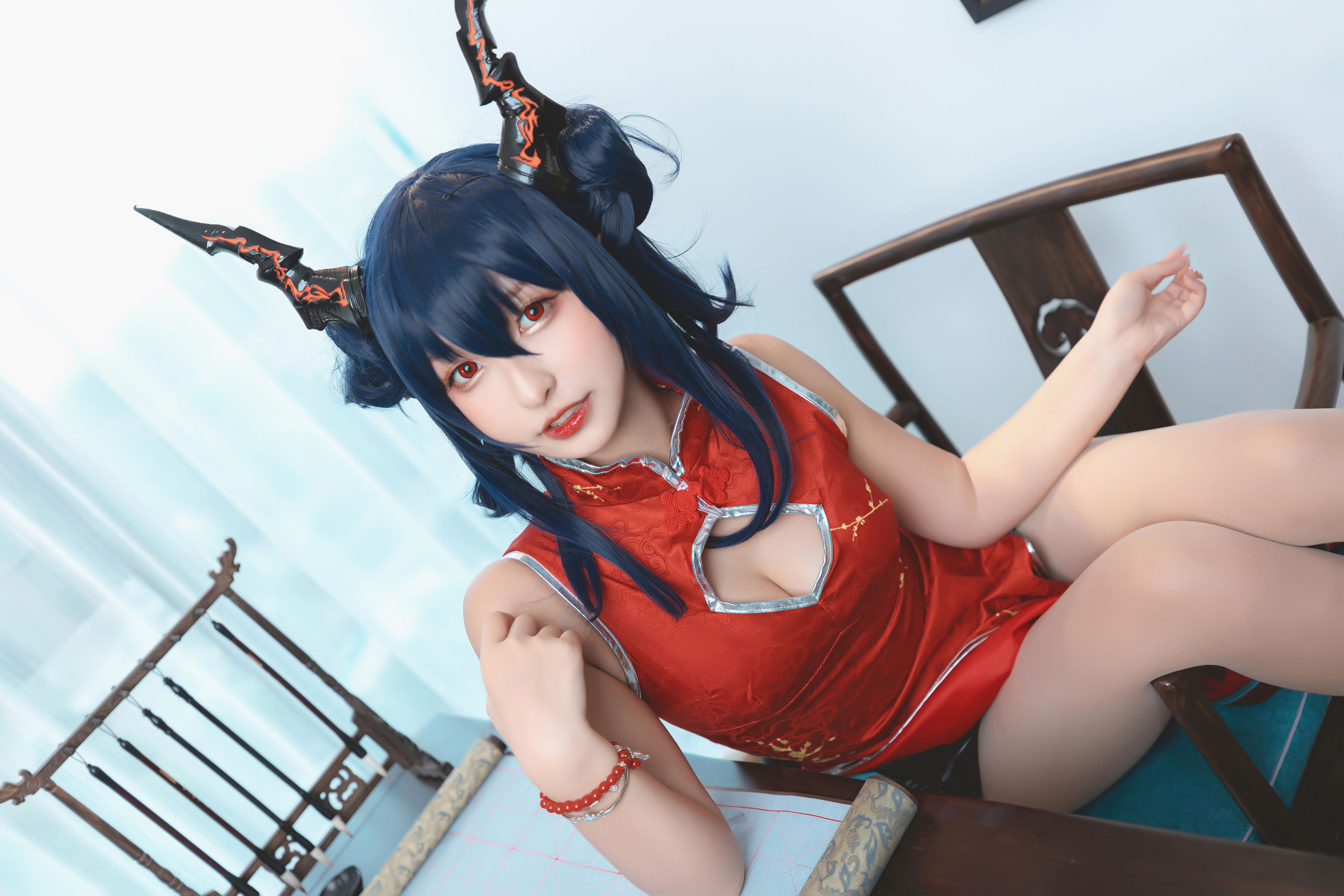 [Cosplay写真] 萝莉神楽坂真冬 – 旗袍魔女 Cosplay-第6张