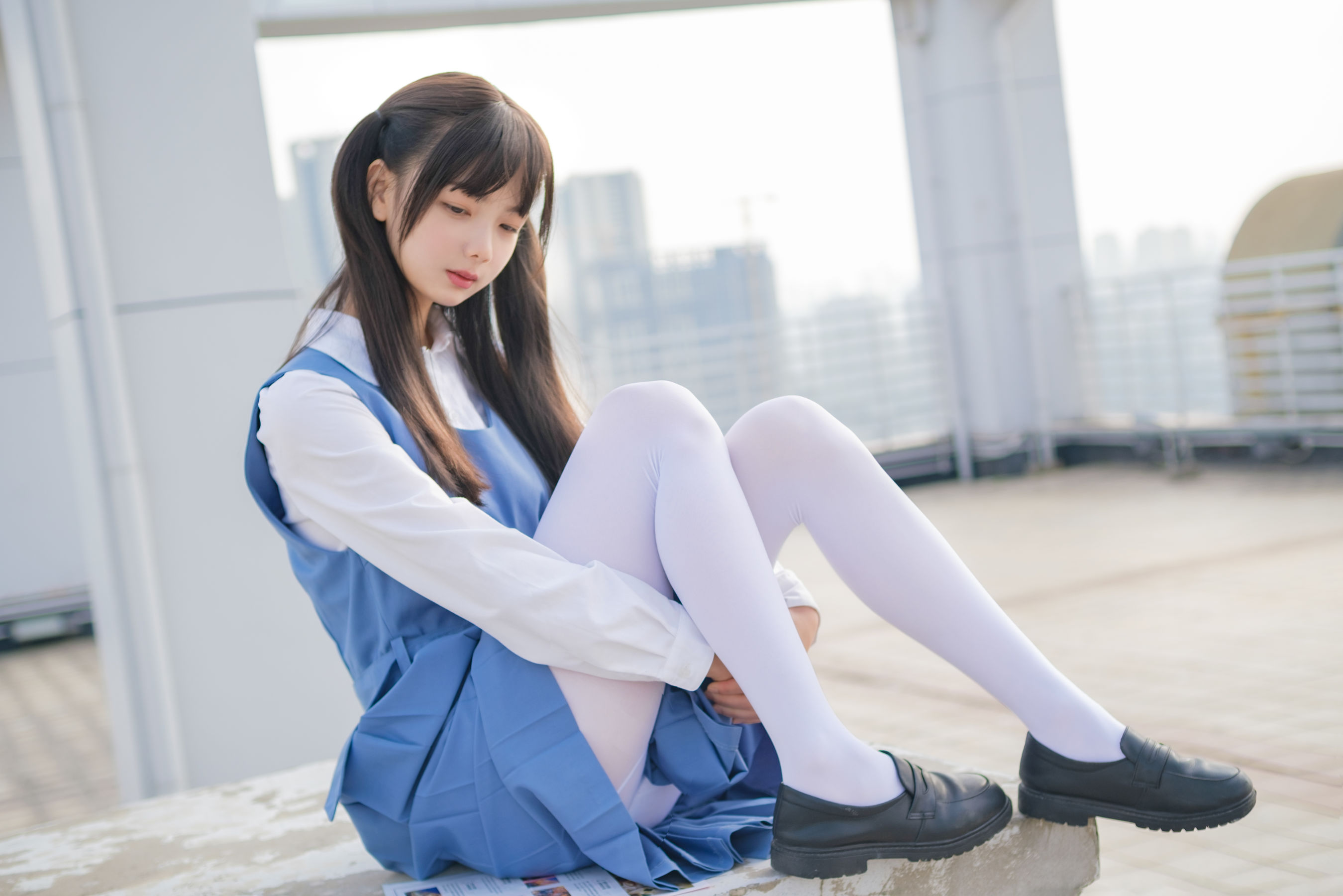 柴系小乖(稚乖画册) – 夜夜 天台真空80D白丝 Cosplay-第69张