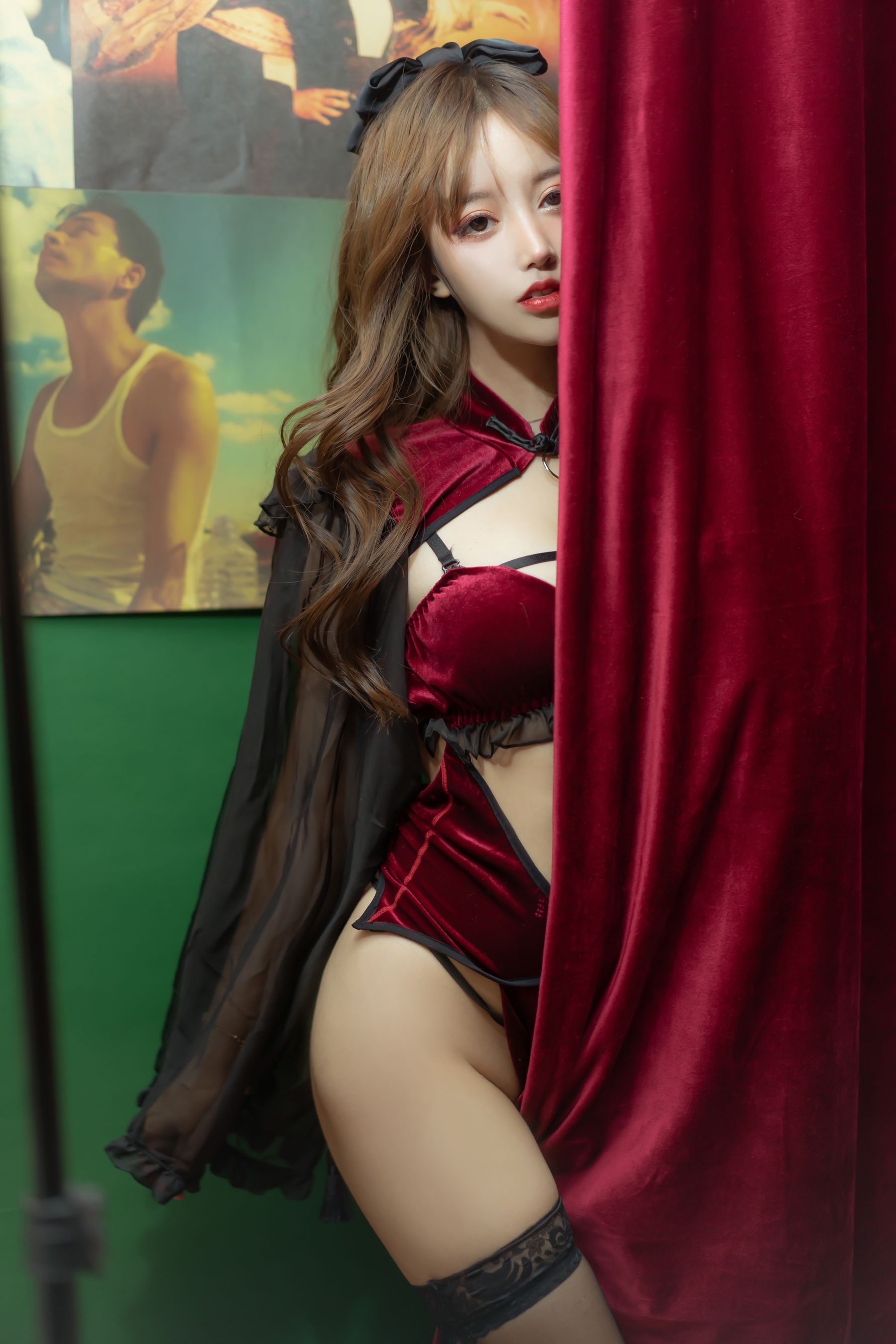 斗鱼米线线sama – 红丝绒旗袍 Cosplay-第18张