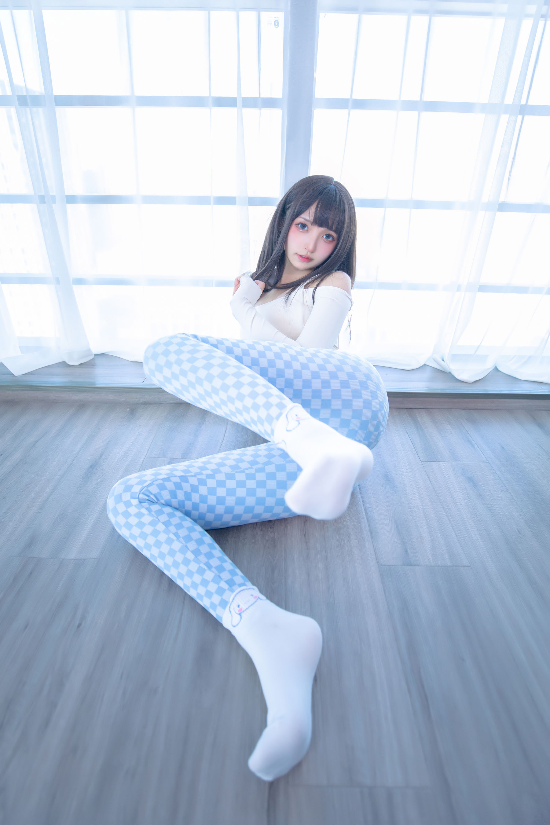 萝莉神楽板真冬 – 蓝白格 Cosplay-第66张