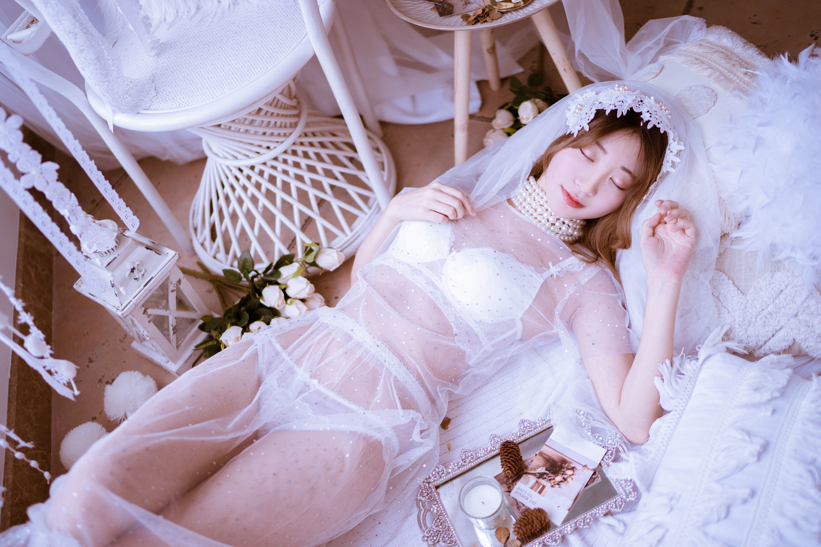 [萝莉COS] 黑川 – 年上彼女 婚纱+毛衣 Cosplay-第18张