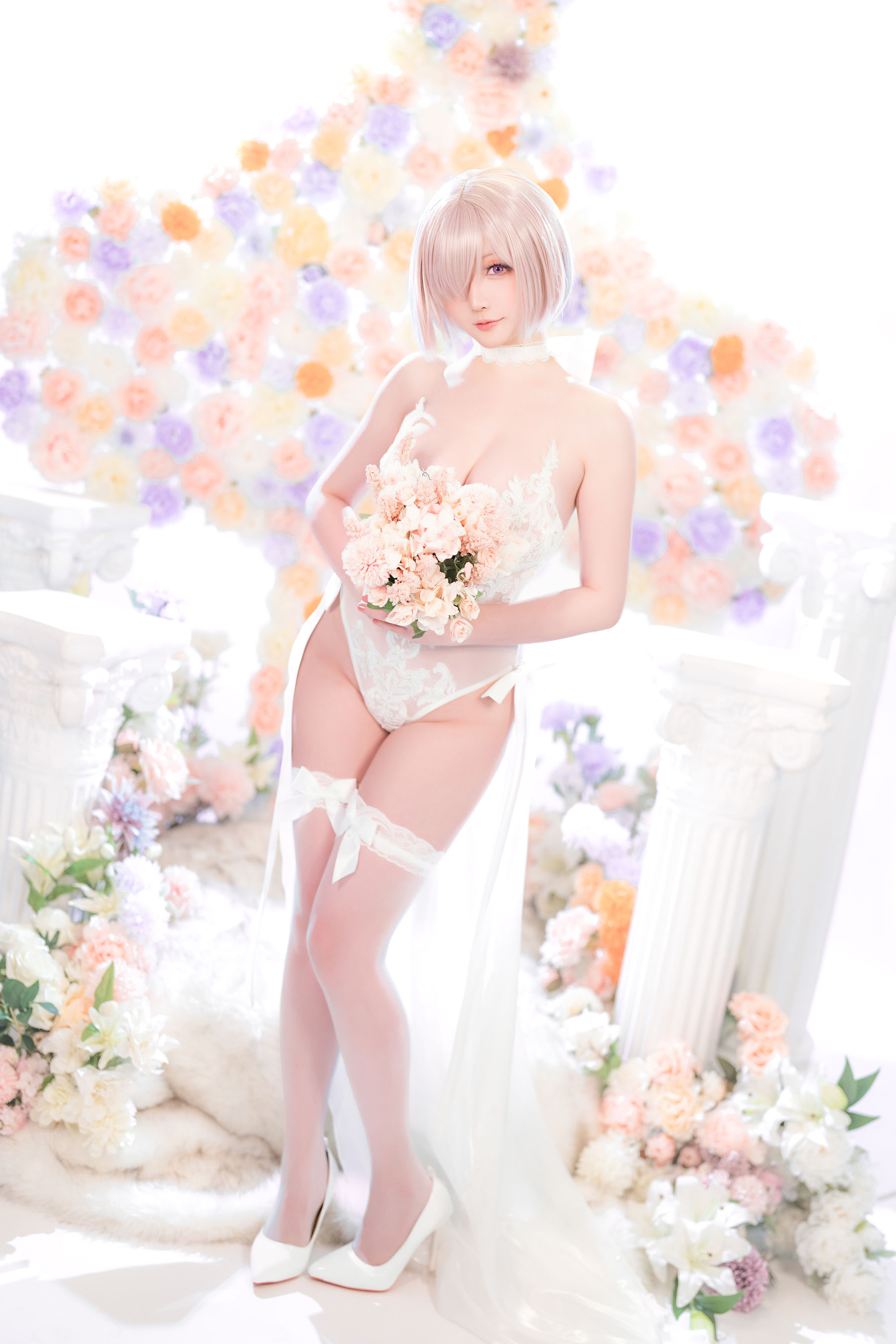 Coser小姐姐星之迟迟 – 玛修同人婚纱 Cosplay-第73张
