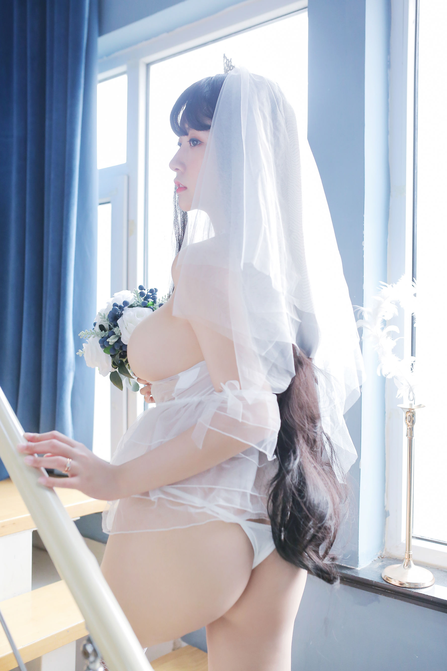 巨乳猫九酱Sakura – 长发婚纱 Cosplay-第43张